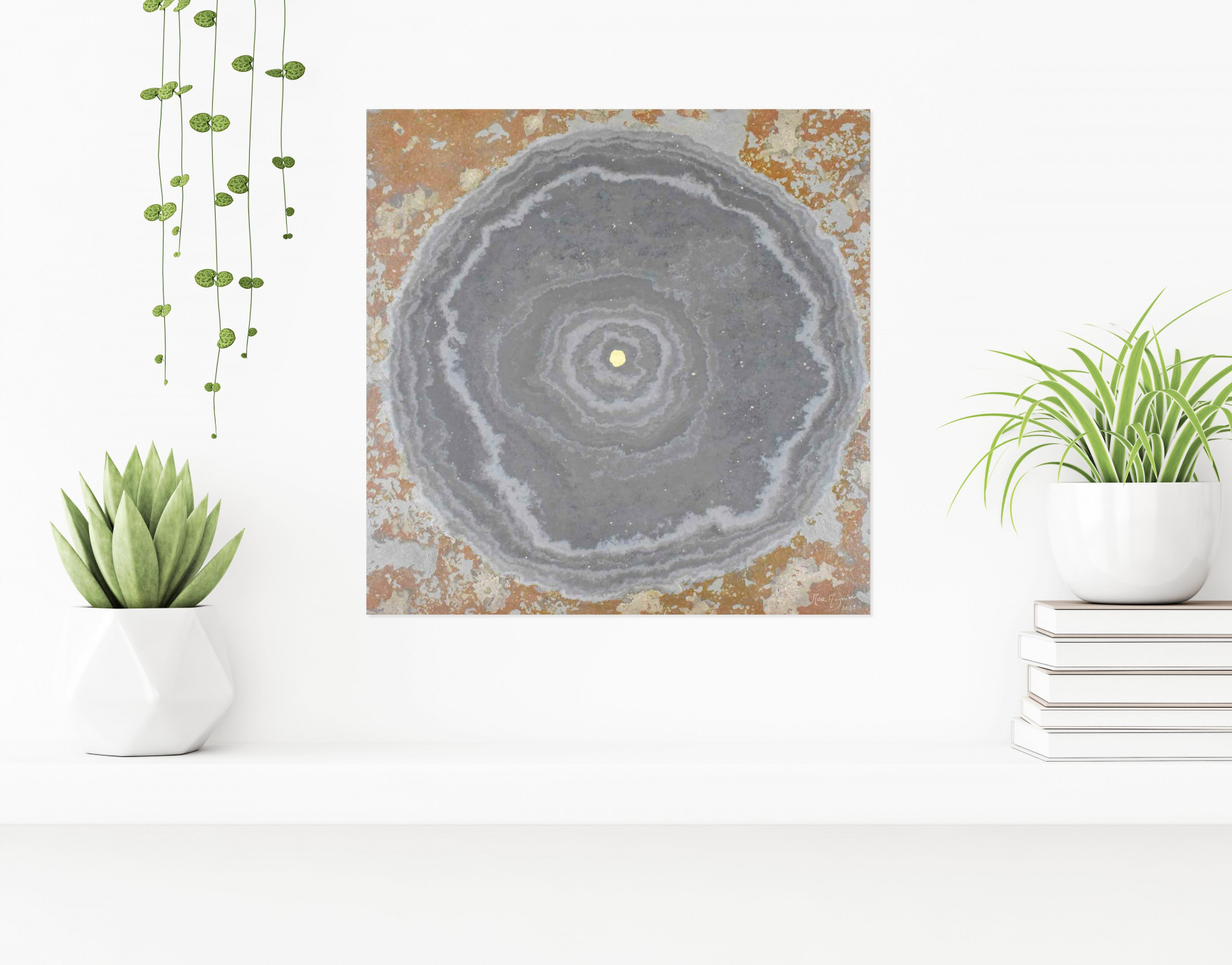 Marc Mugnier, profondeur circulaire dorée, painting - Artalistic online contemporary art buying and selling gallery