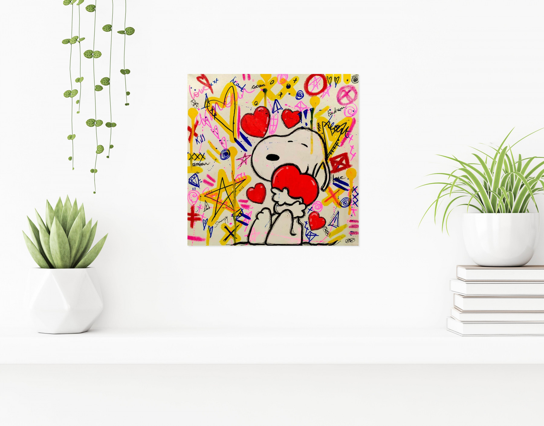 B.Lyne, Snoopy love, painting - Artalistic online contemporary art buying and selling gallery
