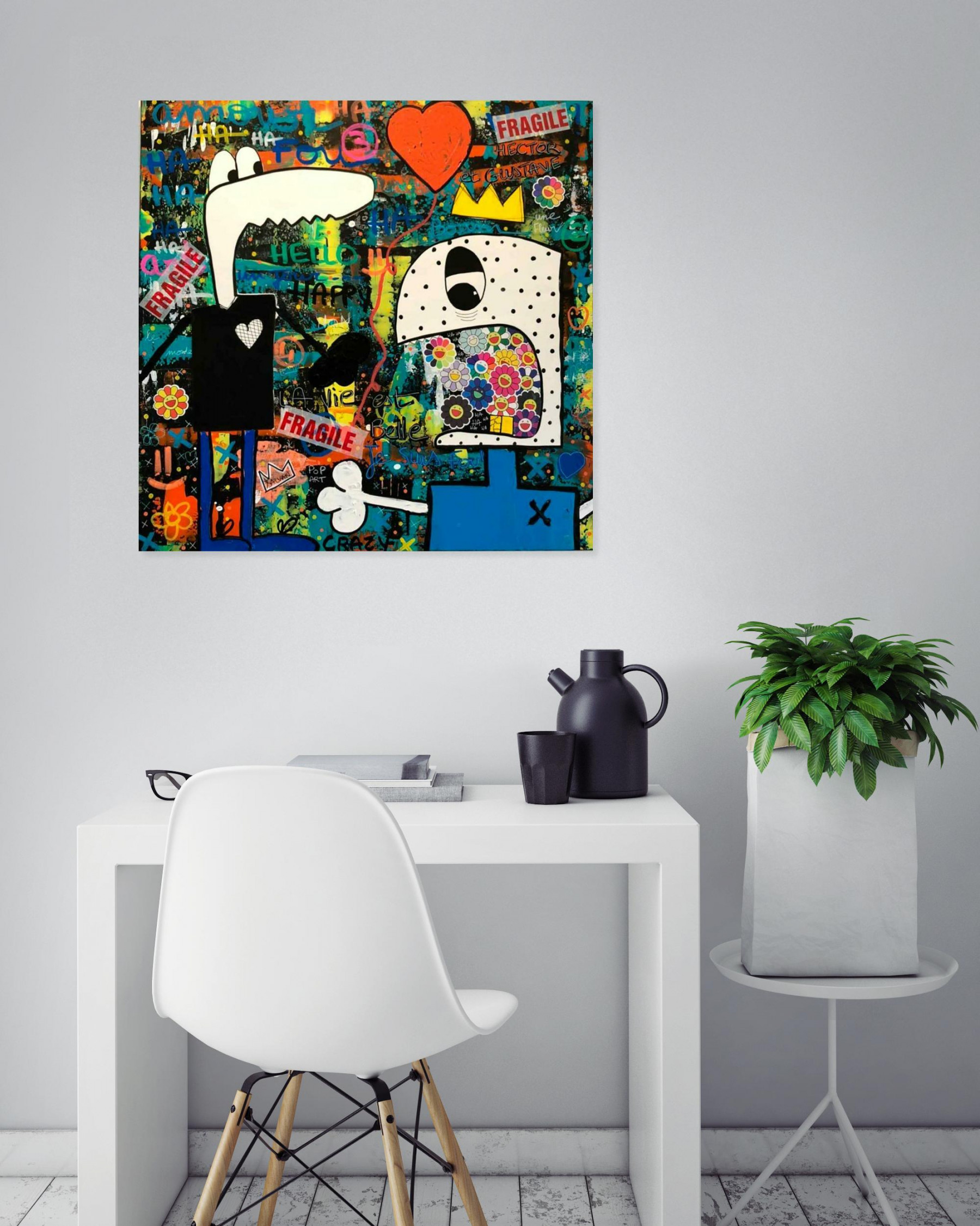 Contemporary Art - Mixed media on canvas - Hector et Gustave - Pauline ...