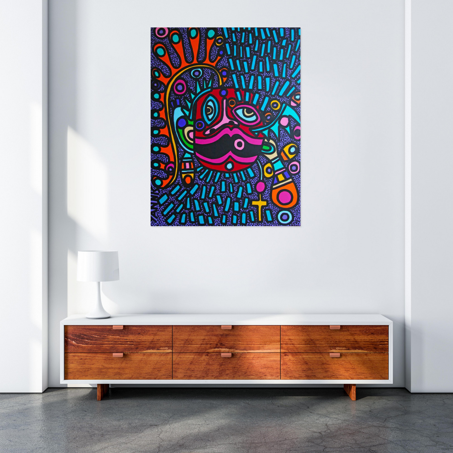 Contemporary Art Acrylic on canvas Tête rouge Yannis Le Quintrec