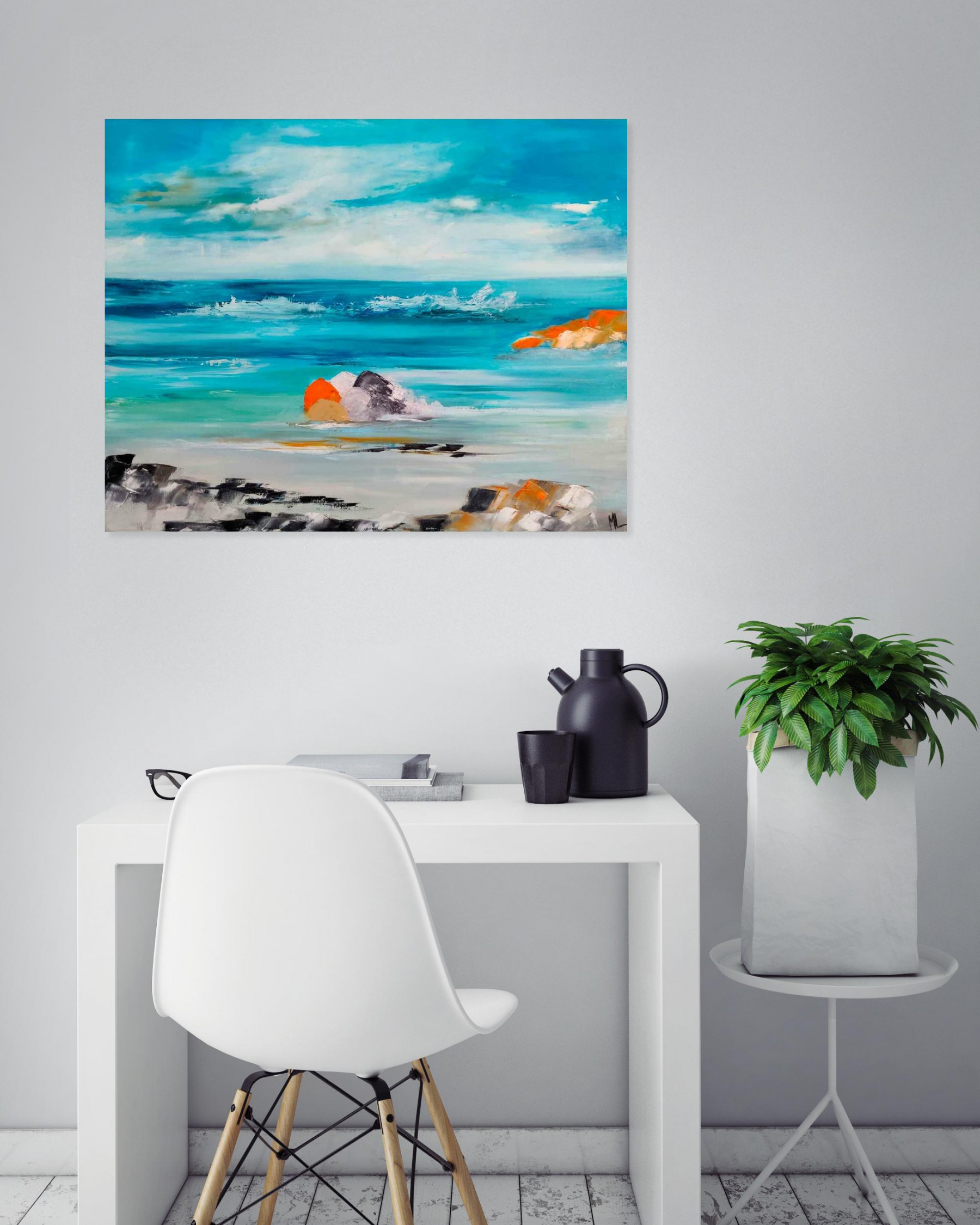Marie Line Robert, Les rochers orange, painting - Artalistic online contemporary art buying and selling gallery