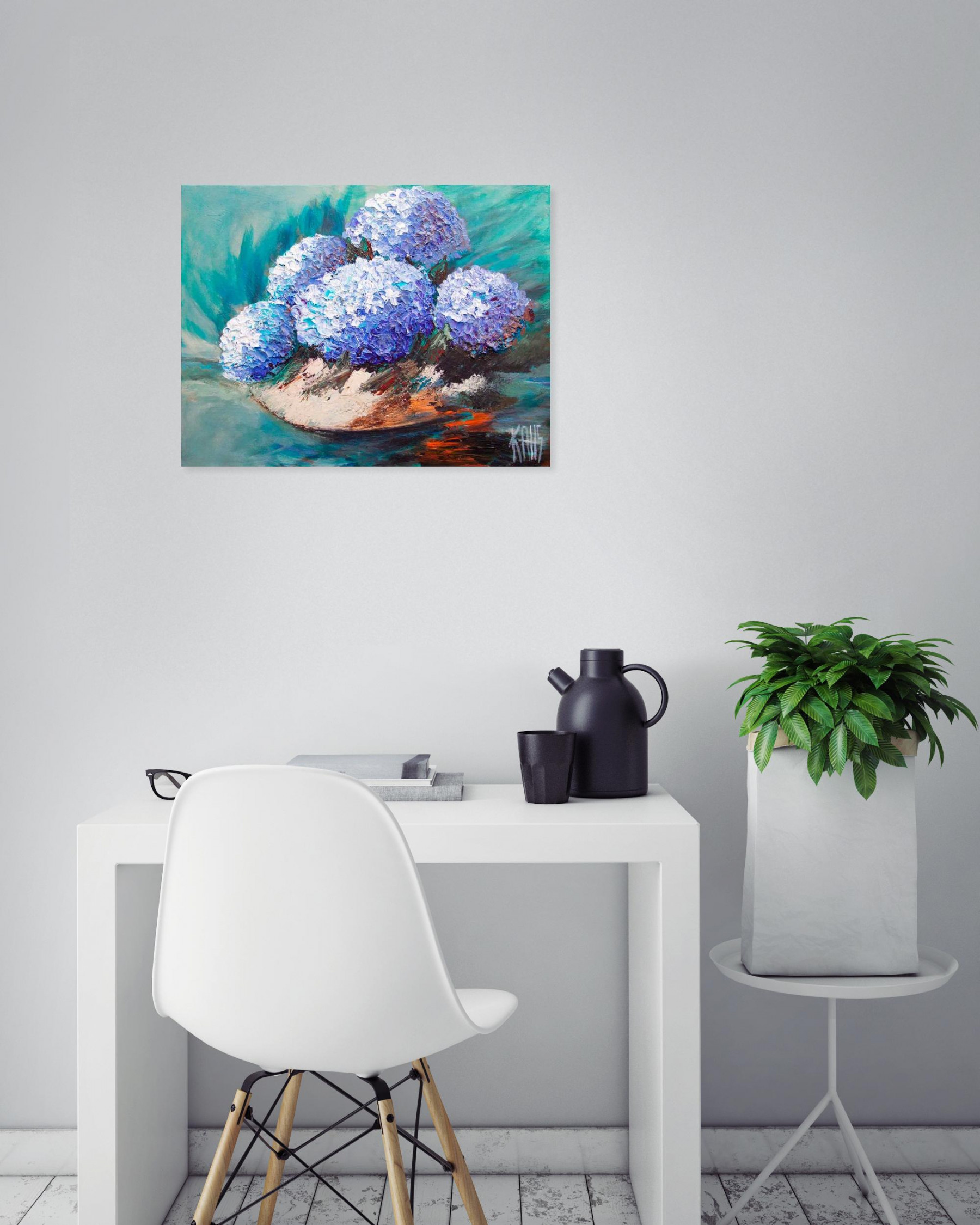 Michele Kaus, Les hortensias, painting - Artalistic online contemporary art buying and selling gallery