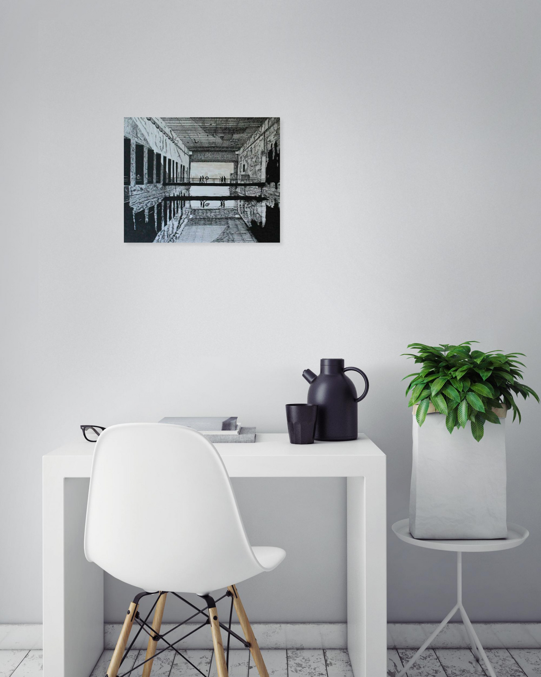 Jeremy Bowden, La base sous-marine, drawing - Artalistic online contemporary art buying and selling gallery