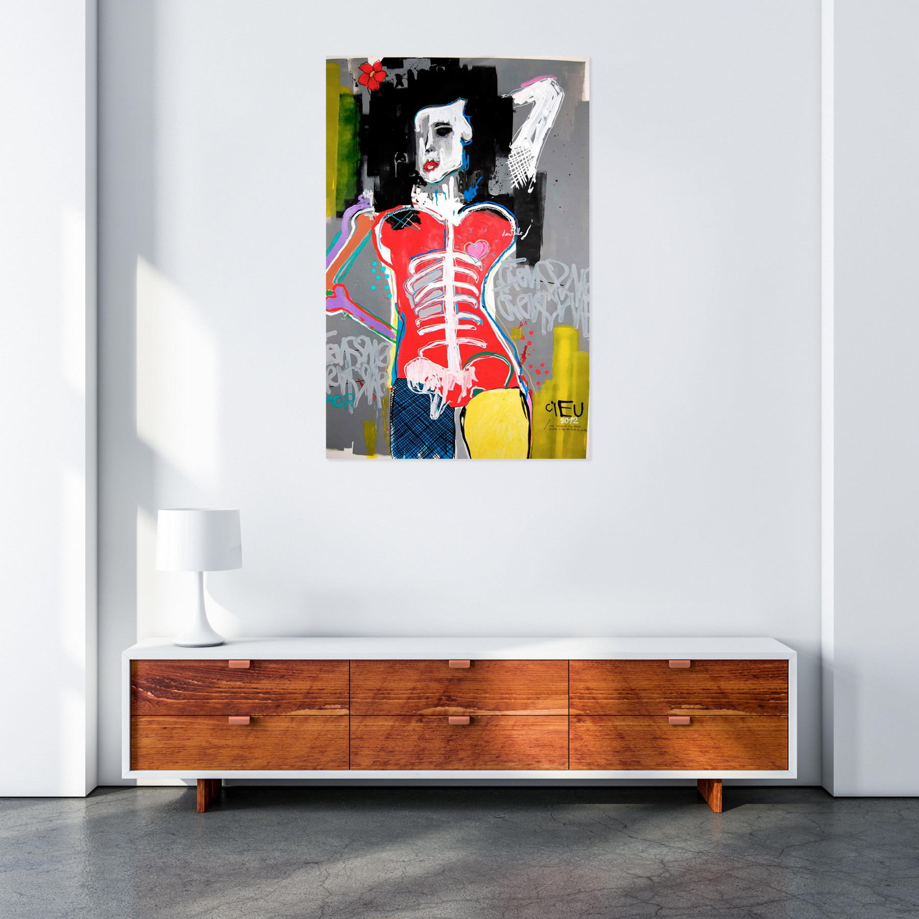 Cieu, bustier rouge, painting - Artalistic online contemporary art buying and selling gallery