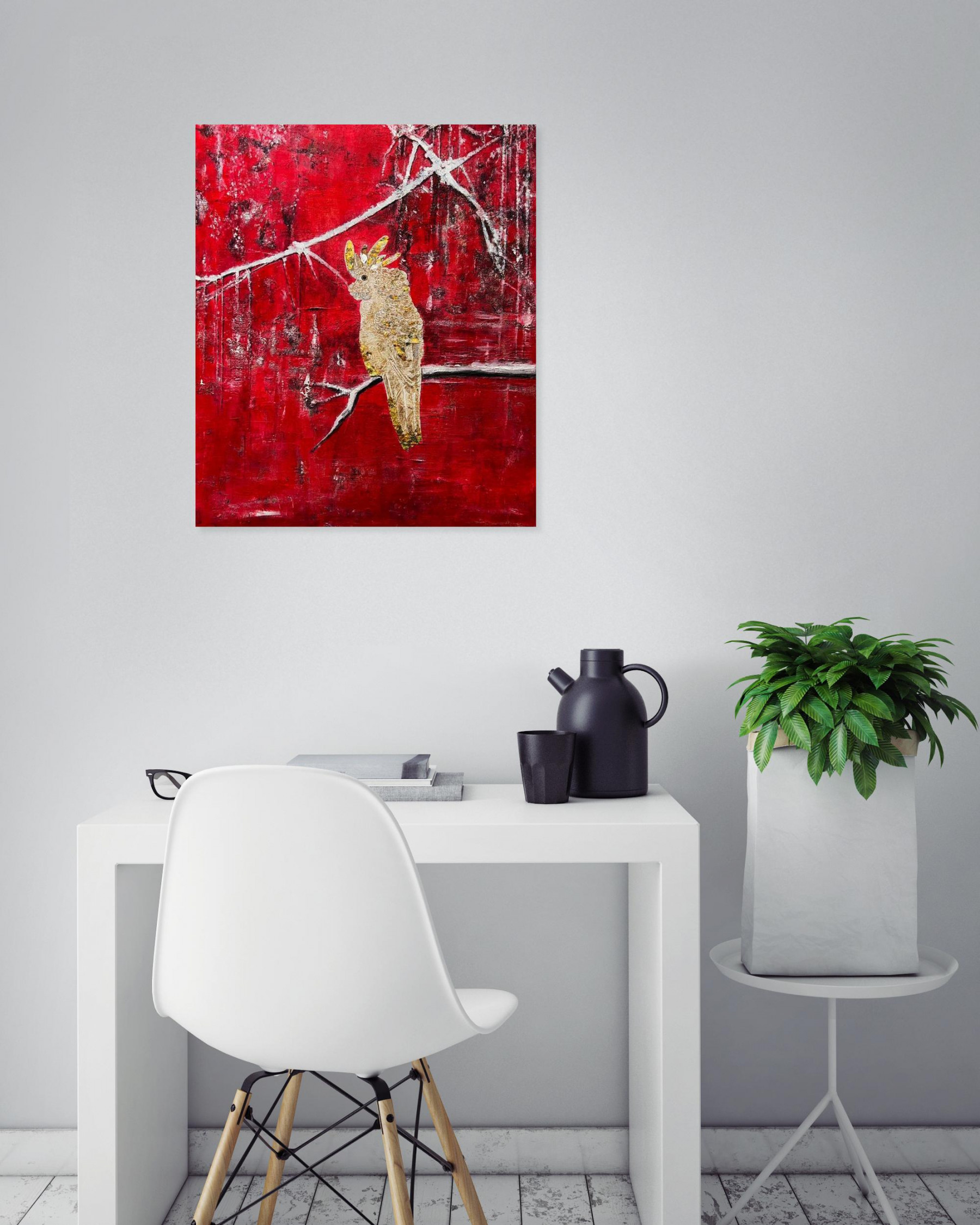 Marie-Laure Hamard, Un perroquet sous la neige, painting - Artalistic online contemporary art buying and selling gallery