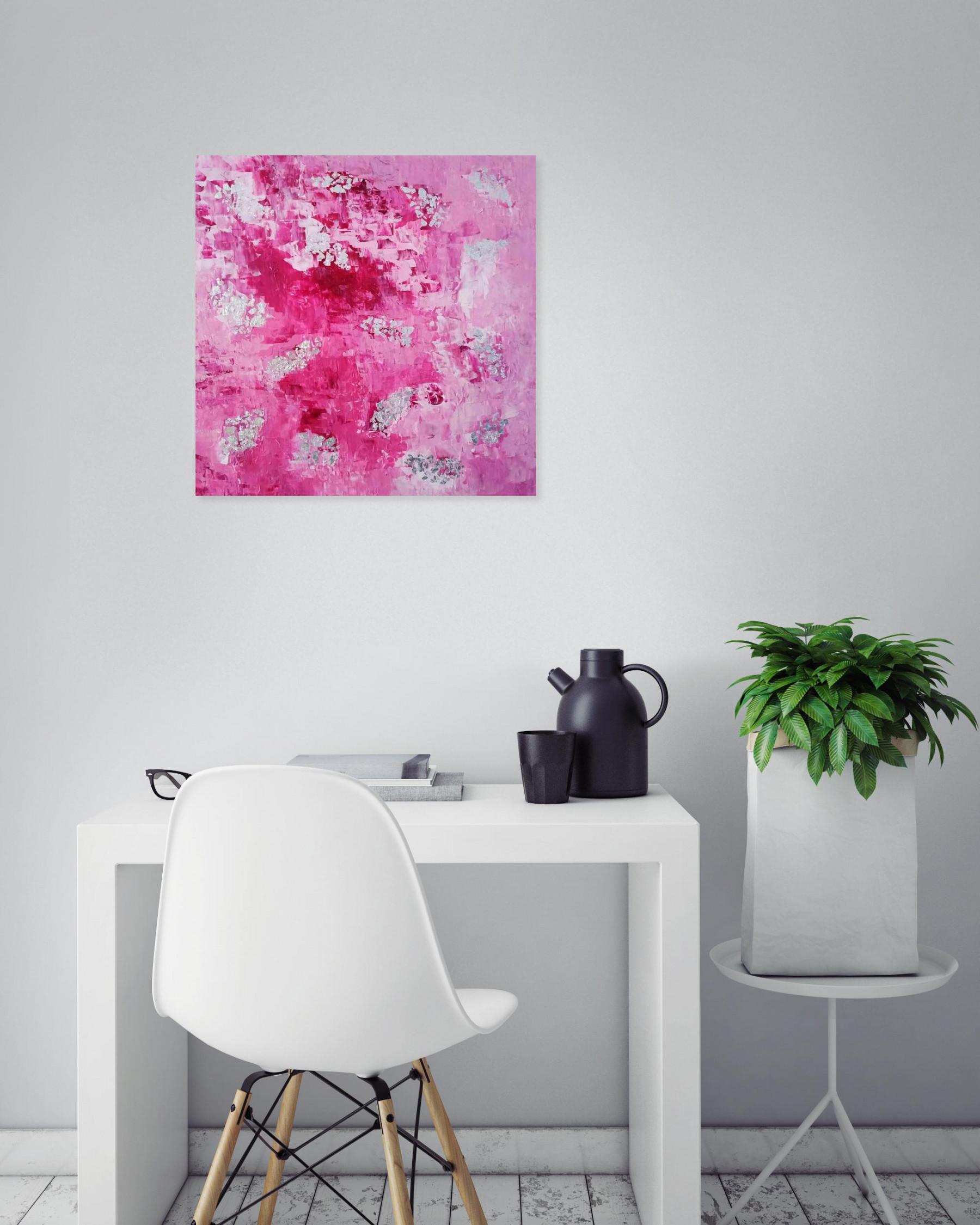 Joëlle Darmon, De rose et d'argent, painting - Artalistic online contemporary art buying and selling gallery