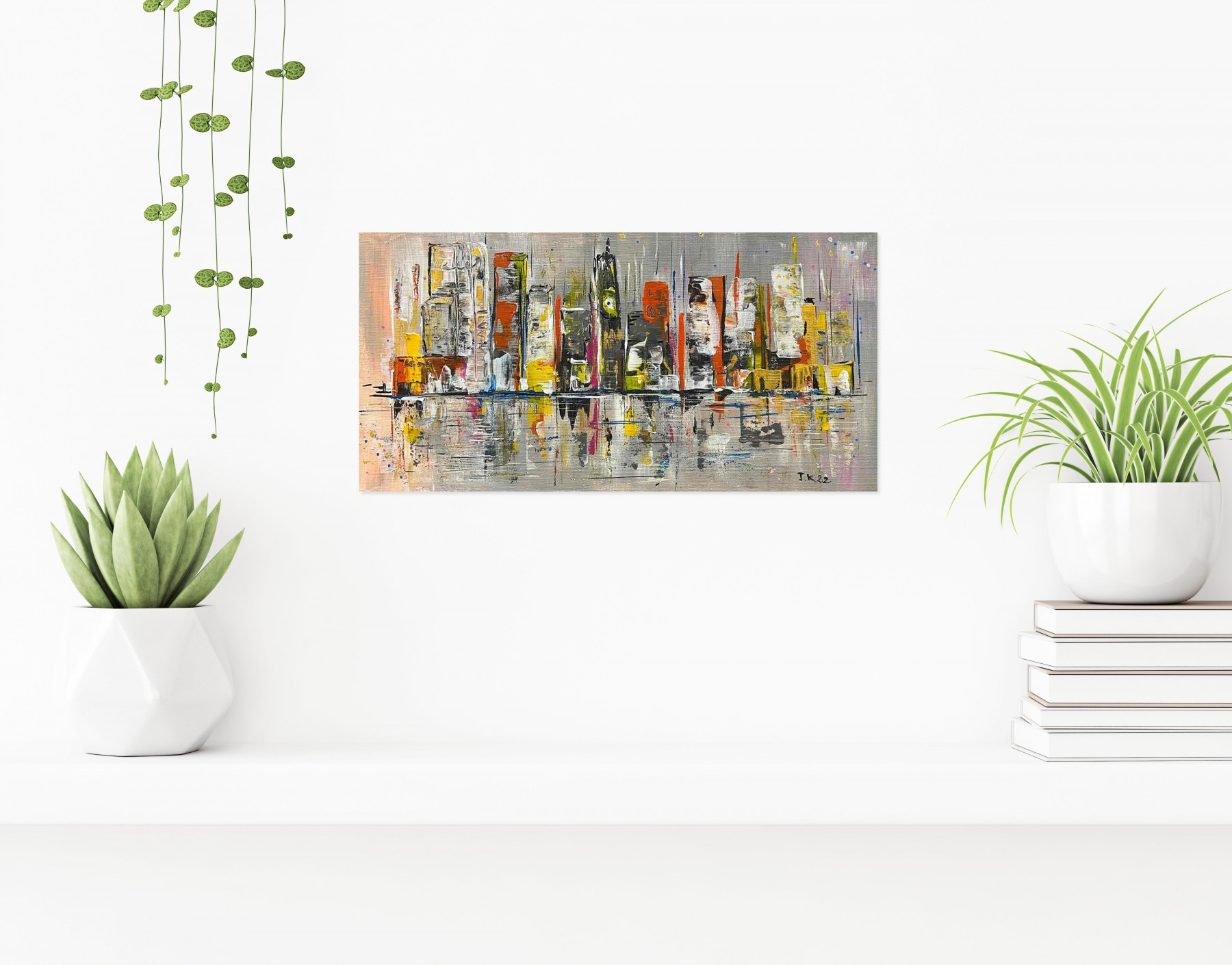 Jocelyne Kyriacou, jeu de couleurs sur la ville, painting - Artalistic online contemporary art buying and selling gallery