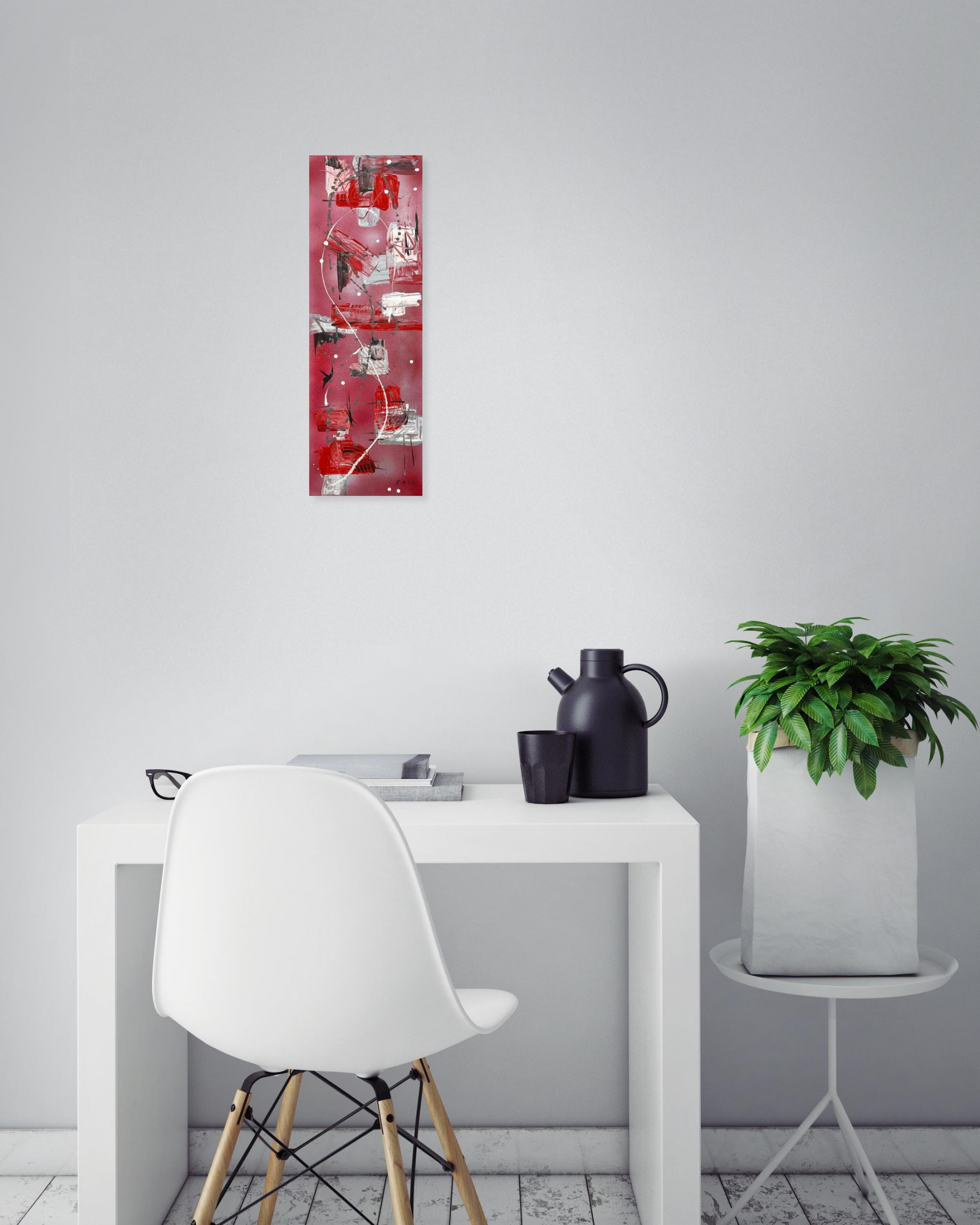 Jocelyne Kyriacou, rouge tourbillon, painting - Artalistic online contemporary art buying and selling gallery