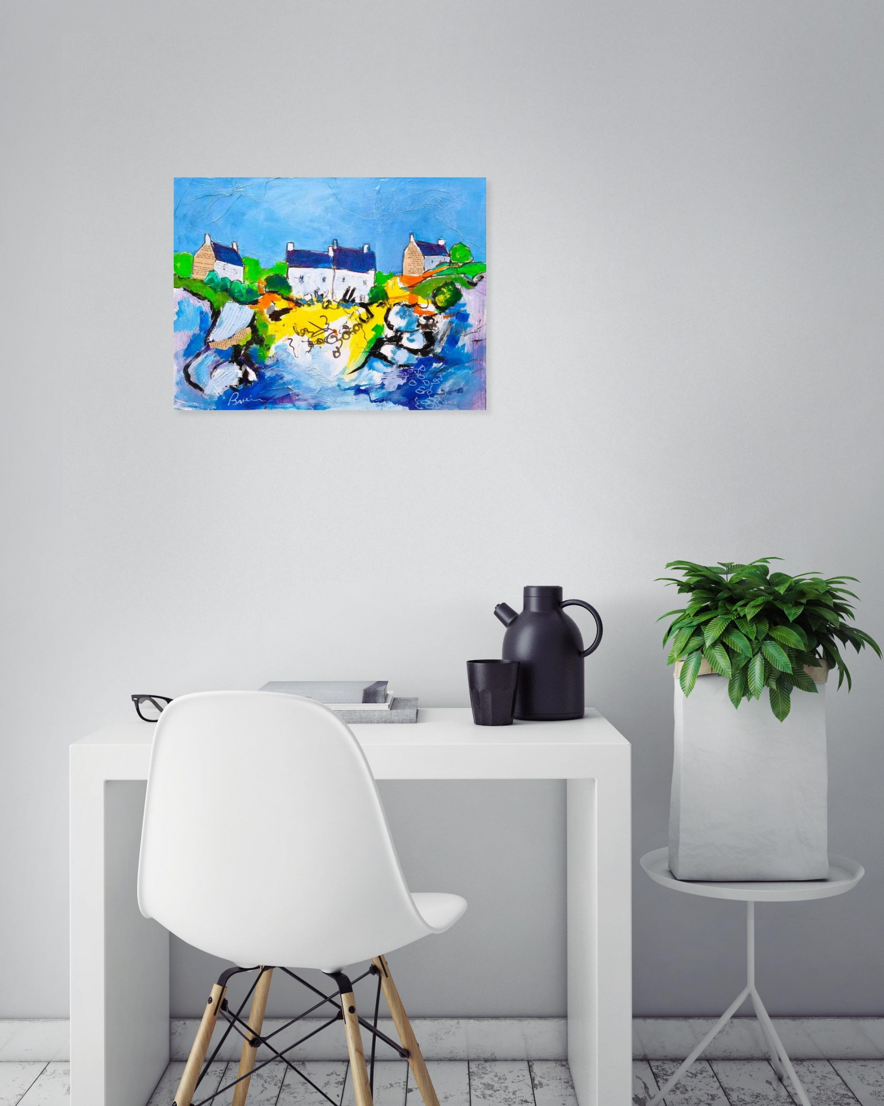 Patrick Briere, Village de pêcheurs, painting - Artalistic online contemporary art buying and selling gallery