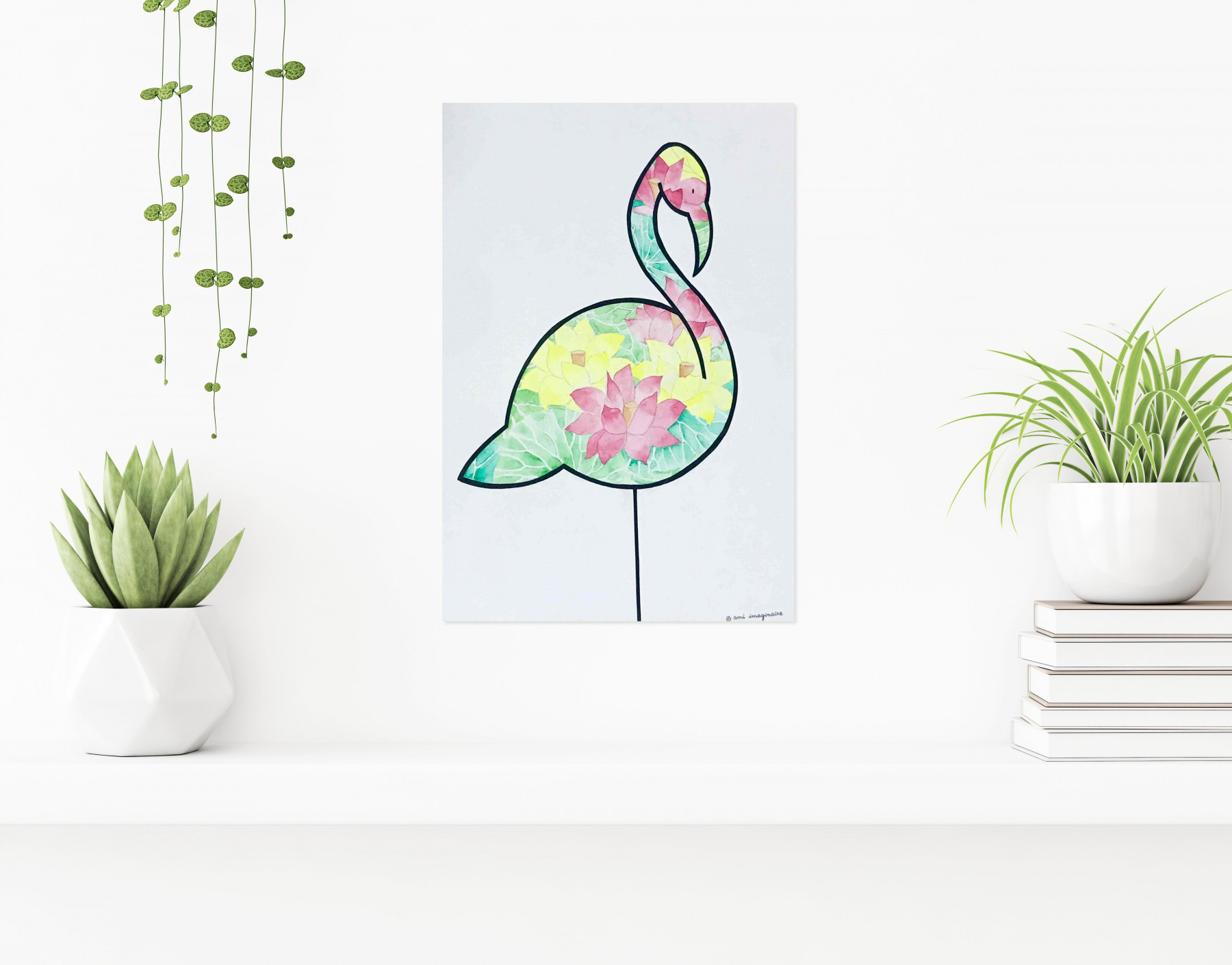 Ami Imaginaire, Flamingo, drawing - Artalistic online contemporary art buying and selling gallery