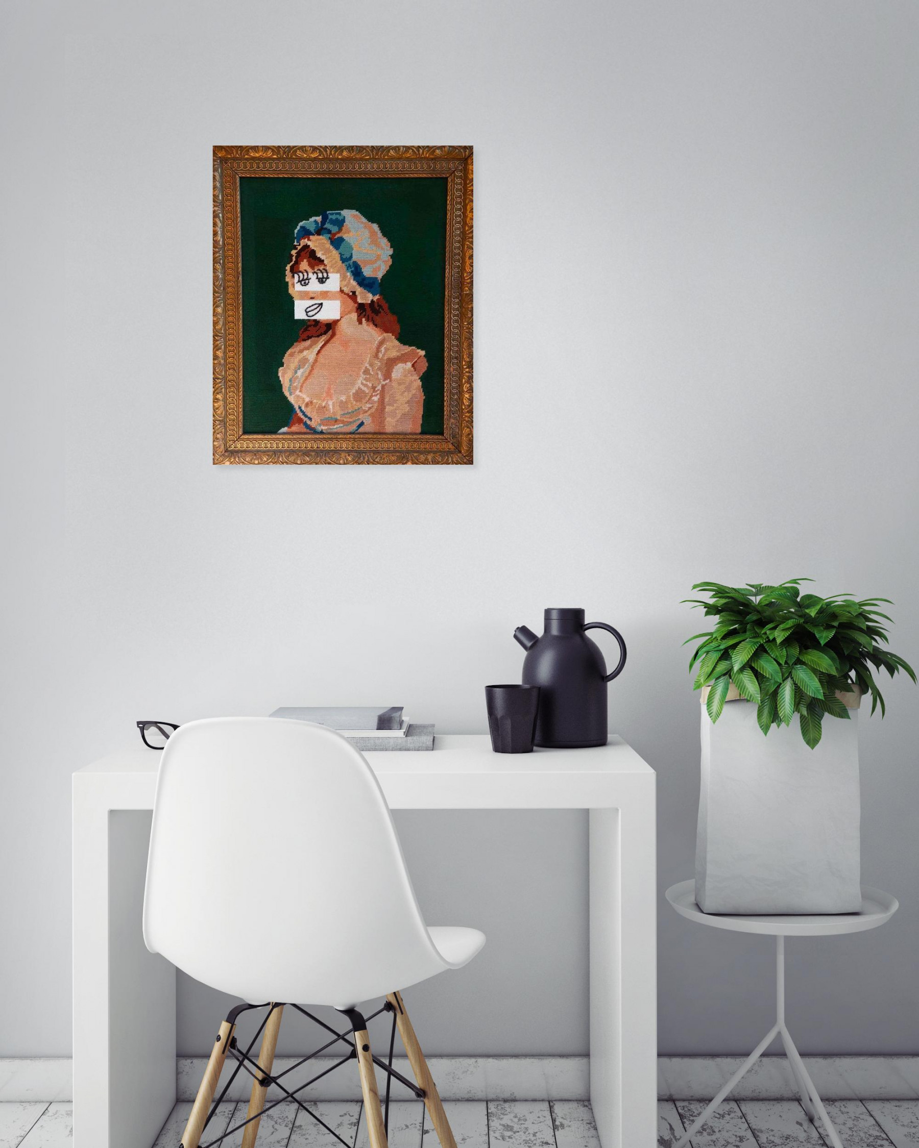 Herrero, Jeune femme détournée, painting - Artalistic online contemporary art buying and selling gallery