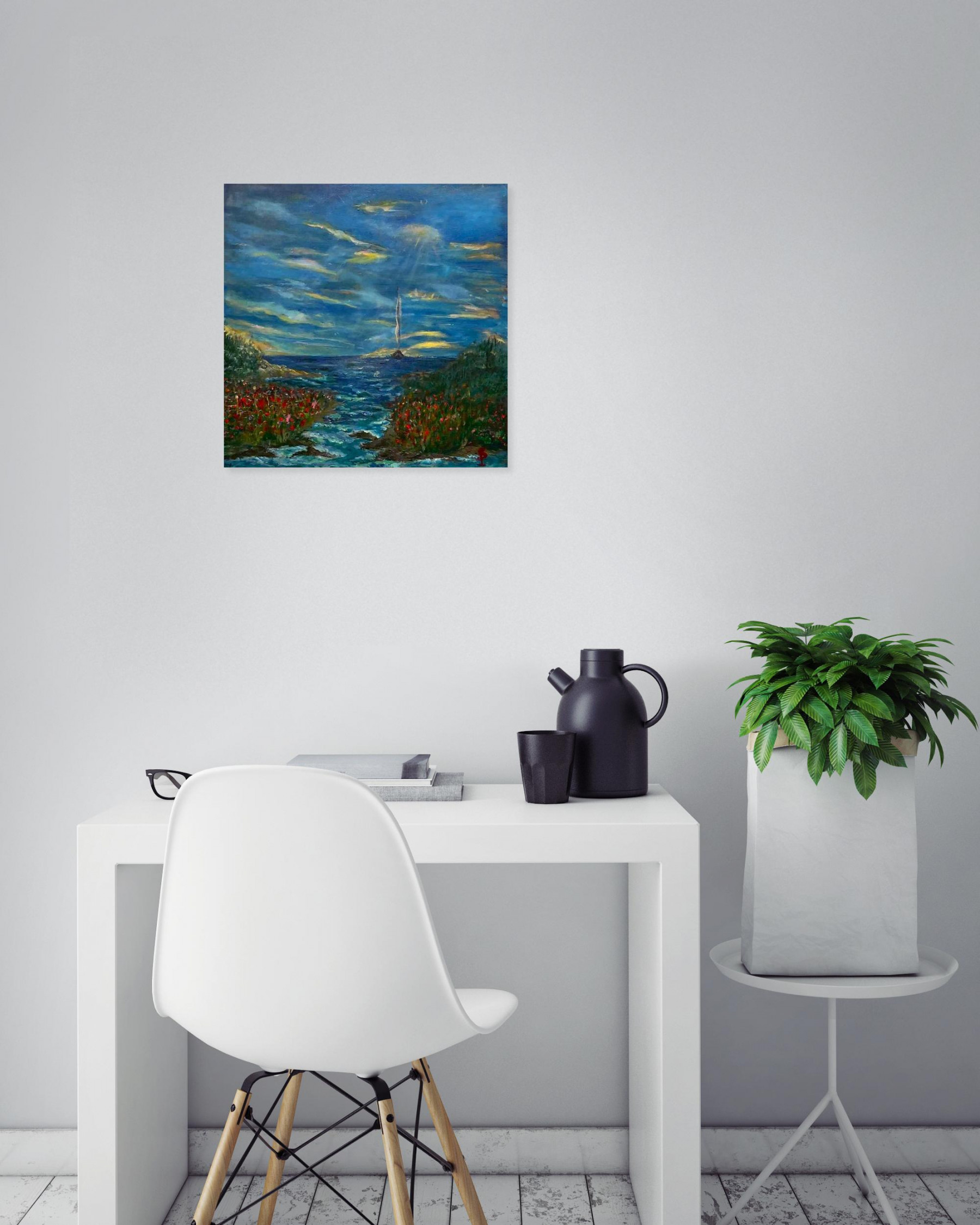 Sylvie Pulur, Entre ciel et mer, painting - Artalistic online contemporary art buying and selling gallery