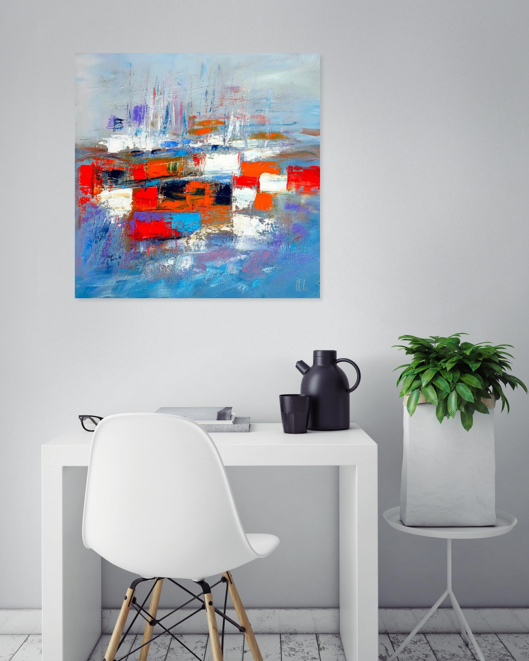 Michael Lefevre, Bateaux au bord de côte, painting - Artalistic online contemporary art buying and selling gallery