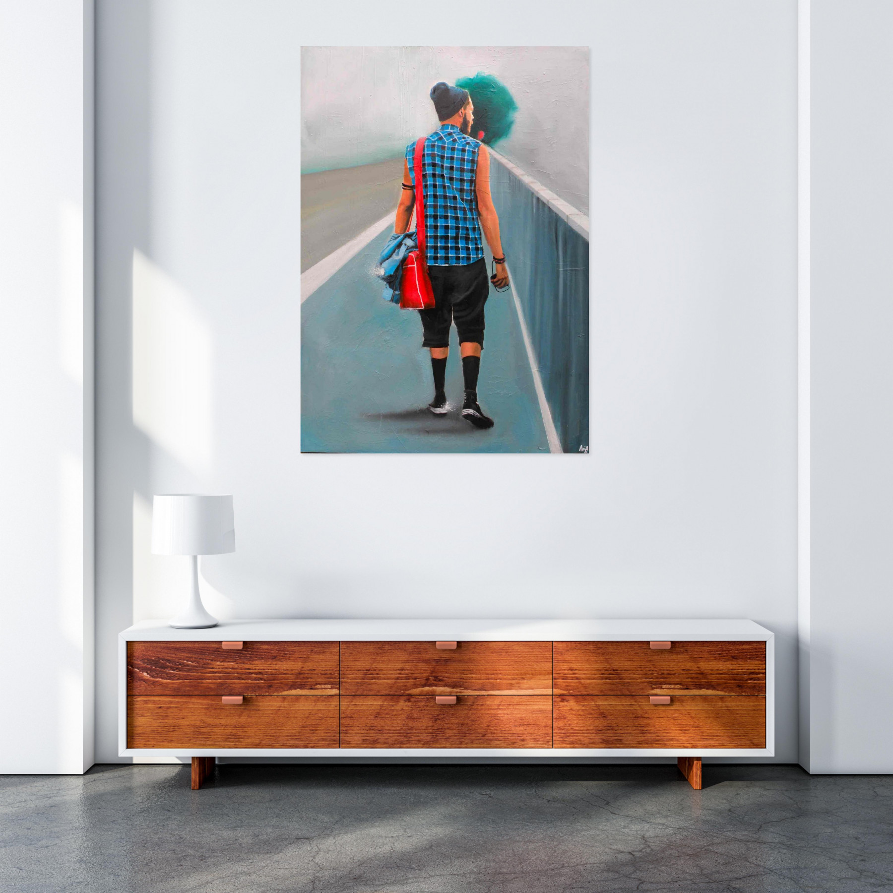 Mia, Bleu brouillard, painting - Artalistic online contemporary art buying and selling gallery