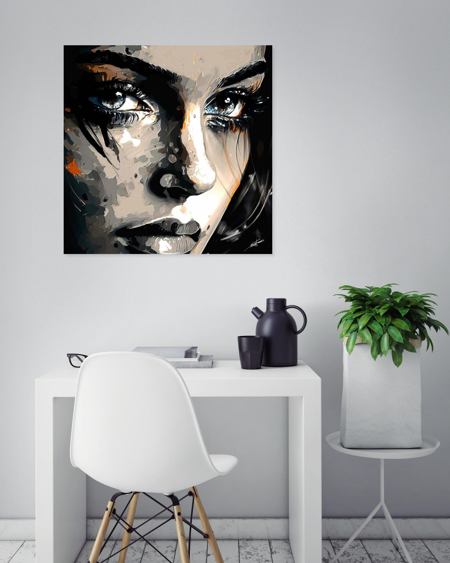 F.Font, La femme en noir et blanc, painting - Artalistic online contemporary art buying and selling gallery