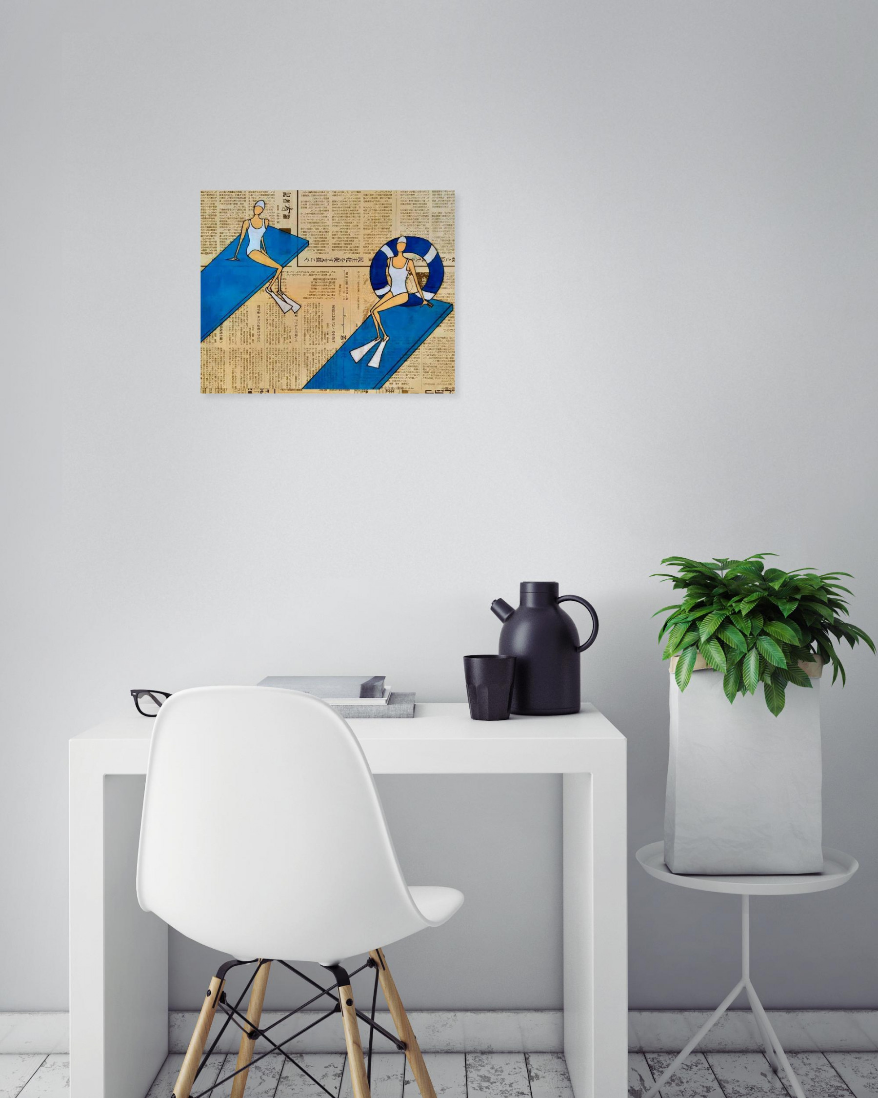 Fred Radenen, Plongeoirs bleus, painting - Artalistic online contemporary art buying and selling gallery