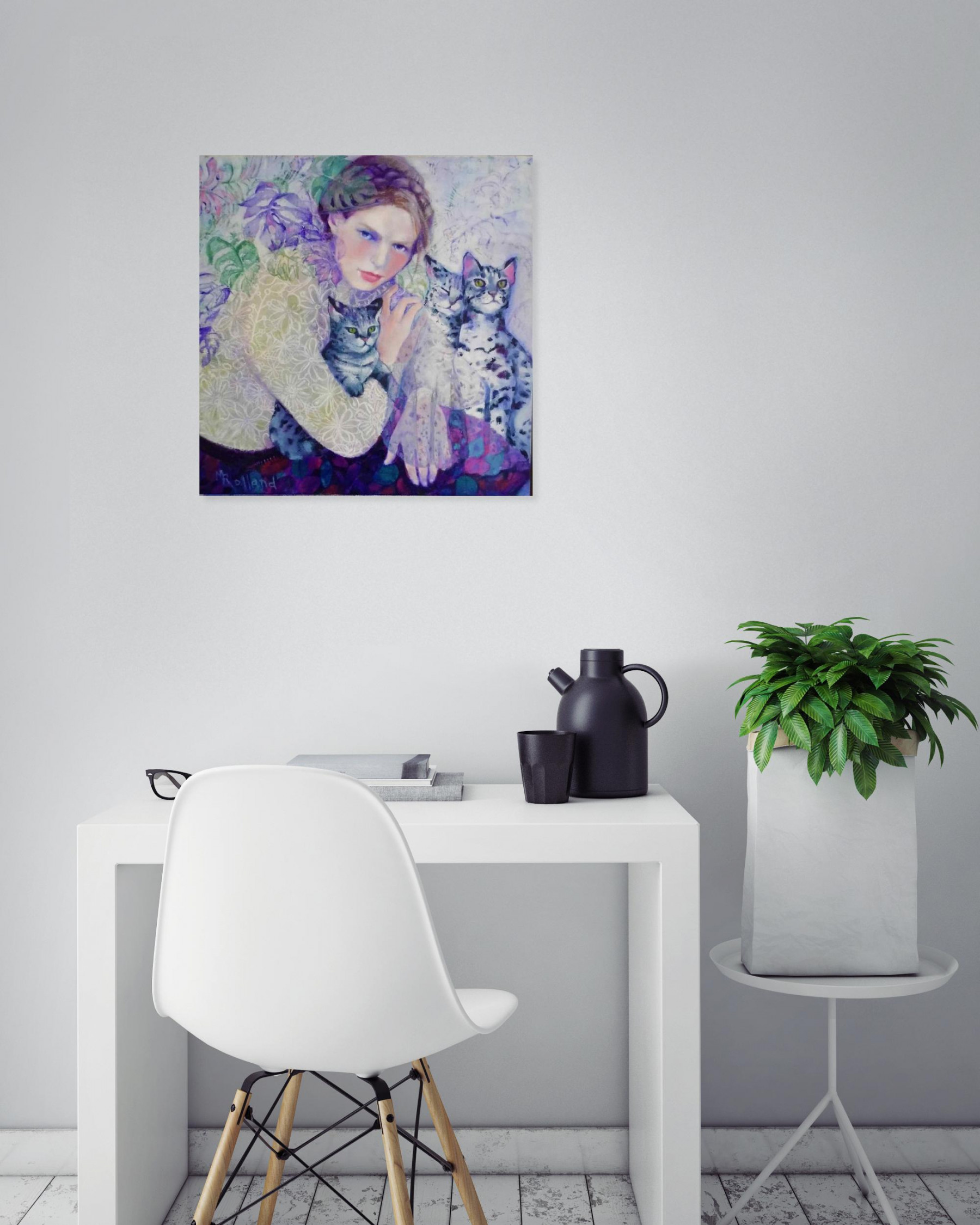 Mireille Rolland, Dans le regard des félins, painting - Artalistic online contemporary art buying and selling gallery