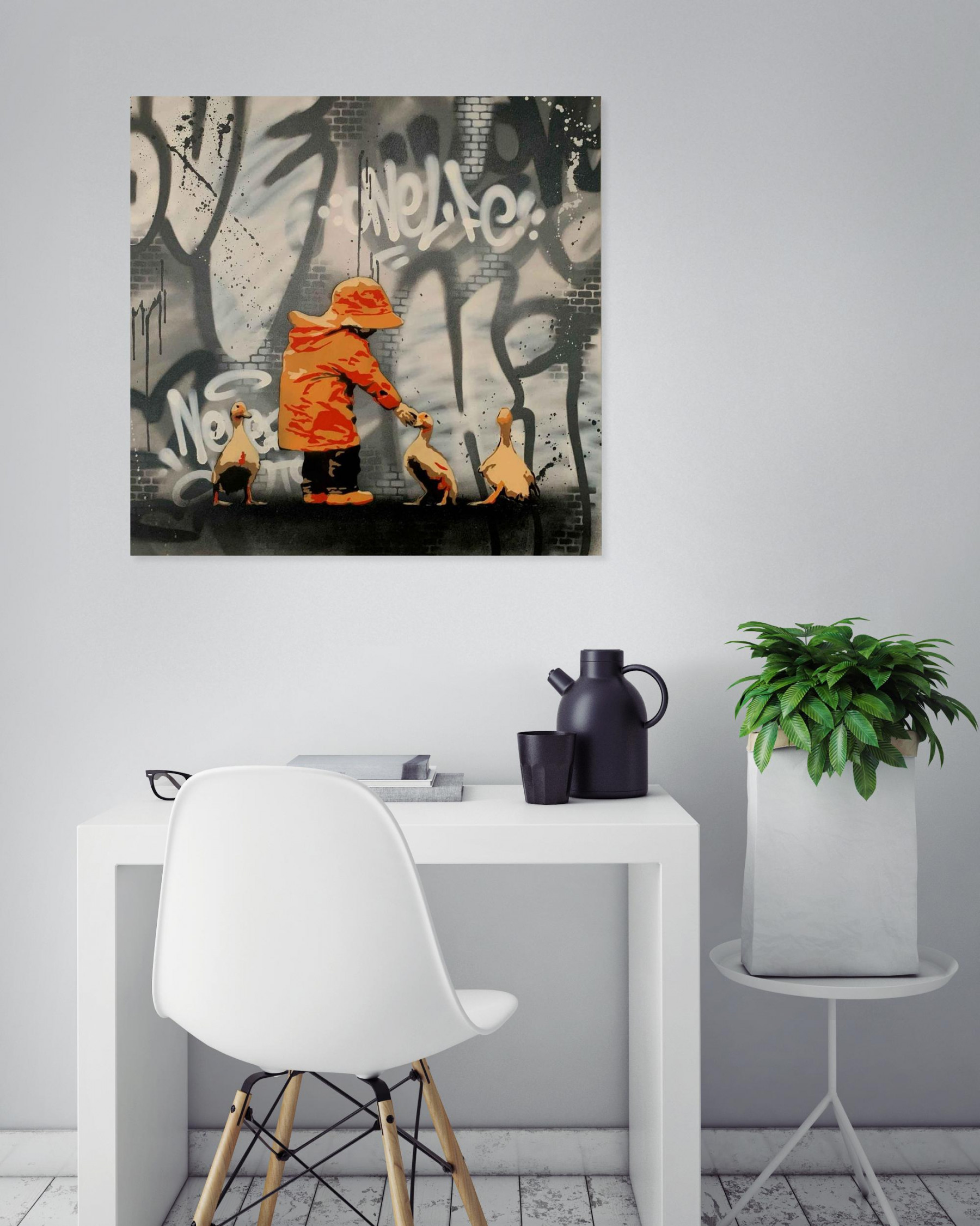 Asko, Ducks and Kid, painting - Artalistic online contemporary art buying and selling gallery