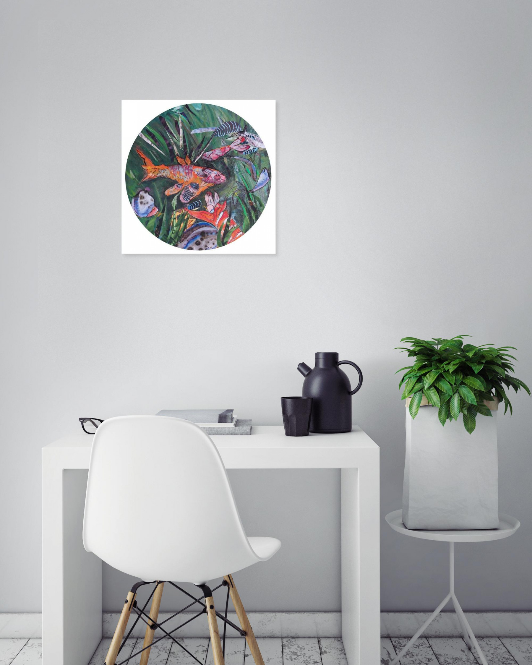 Anne-violette Goy, Poisson rond 1, Painting - Artalistic online contemporary art buying and selling gallery