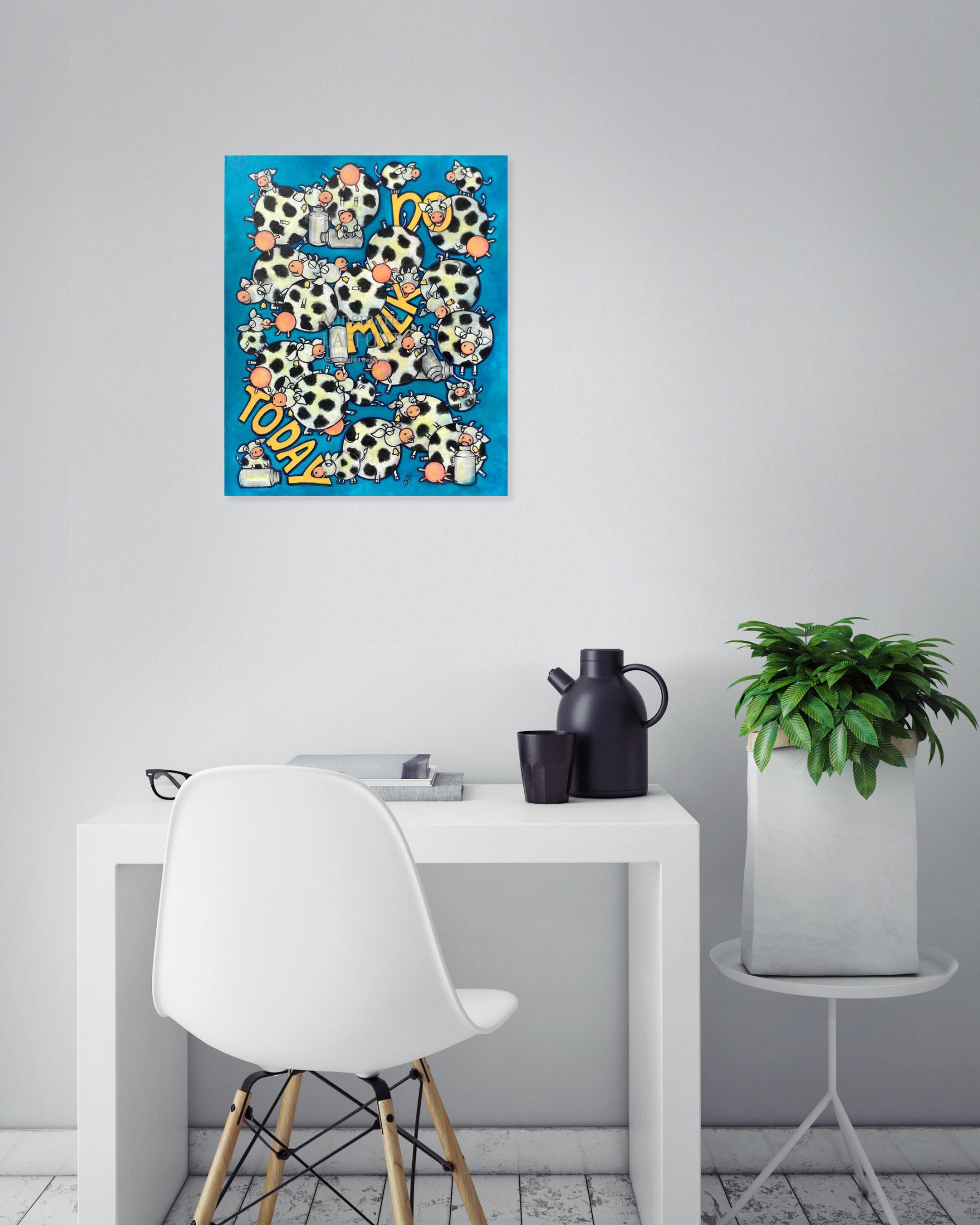 Annemarie Laffont, No milk today, painting - Artalistic online contemporary art buying and selling gallery