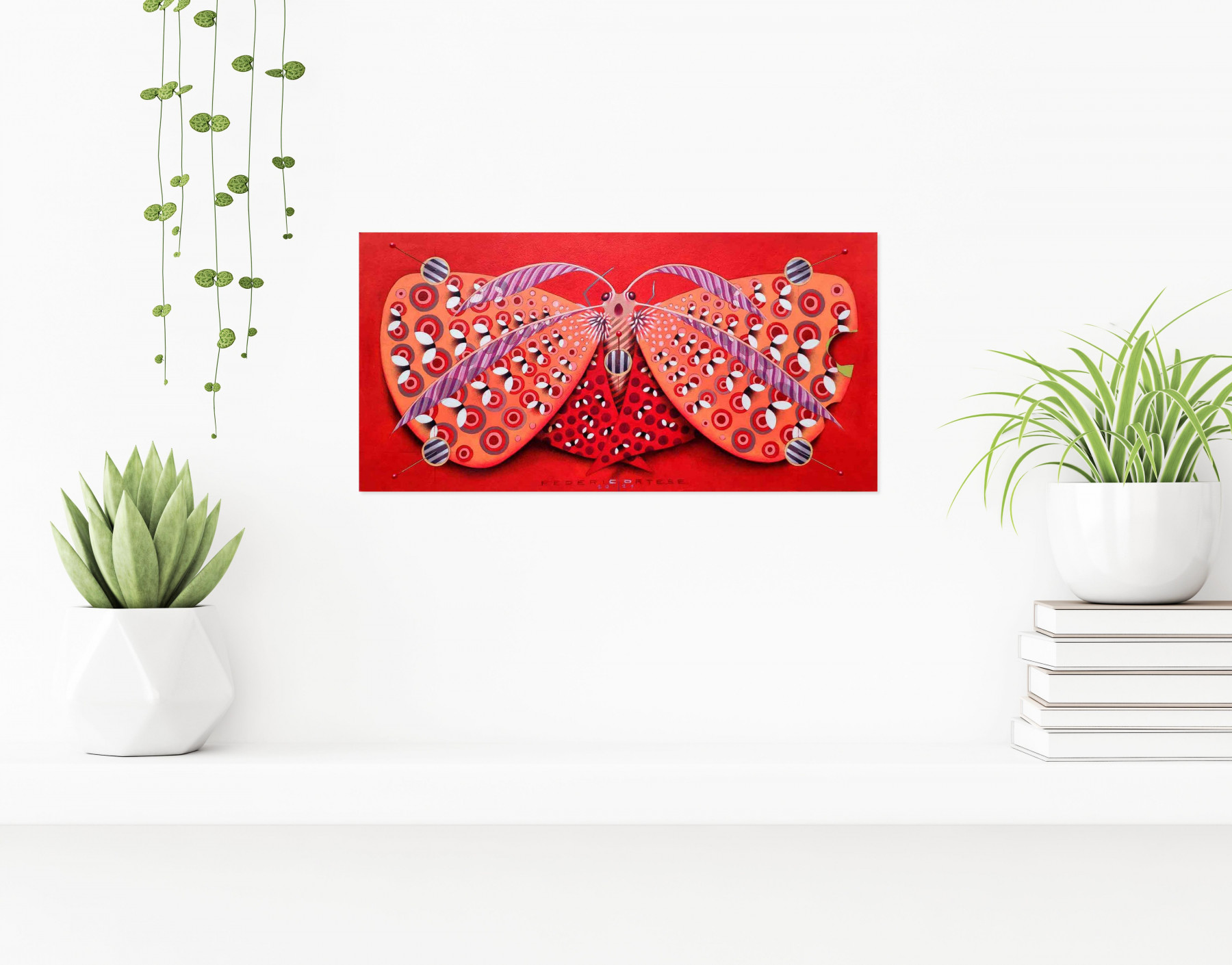 Federico Cortese, Chromatic butterfly red, painting - Artalistic online contemporary art buying and selling gallery