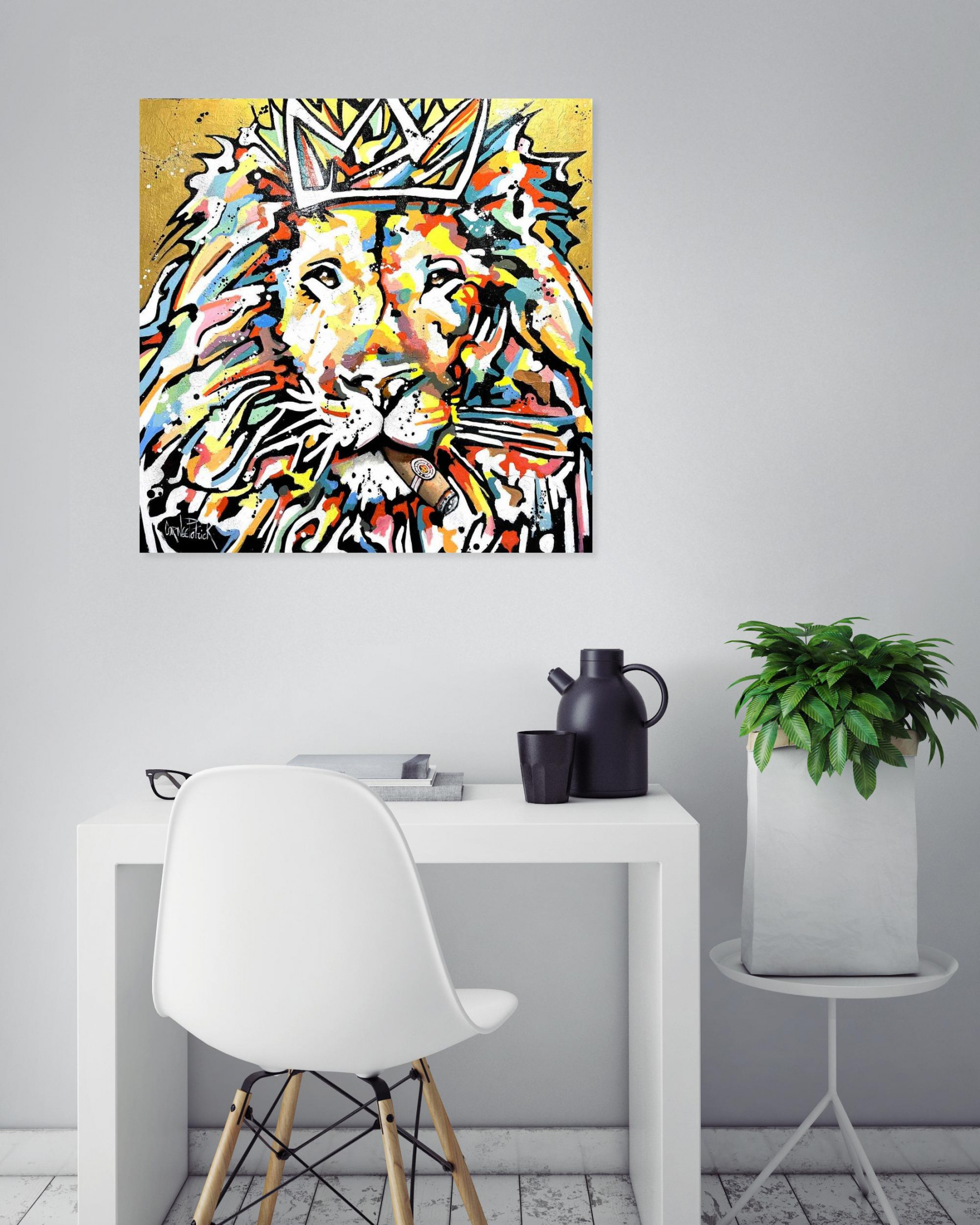 Patrick Cornée, Lion royal, painting - Artalistic online contemporary art buying and selling gallery