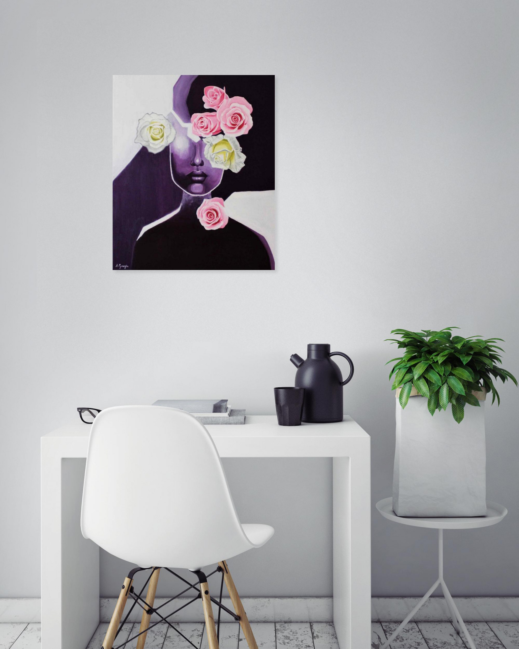 Aurélie Goarzin, La fille revêtue de fleurs, Painting - Artalistic online contemporary art buying and selling gallery
