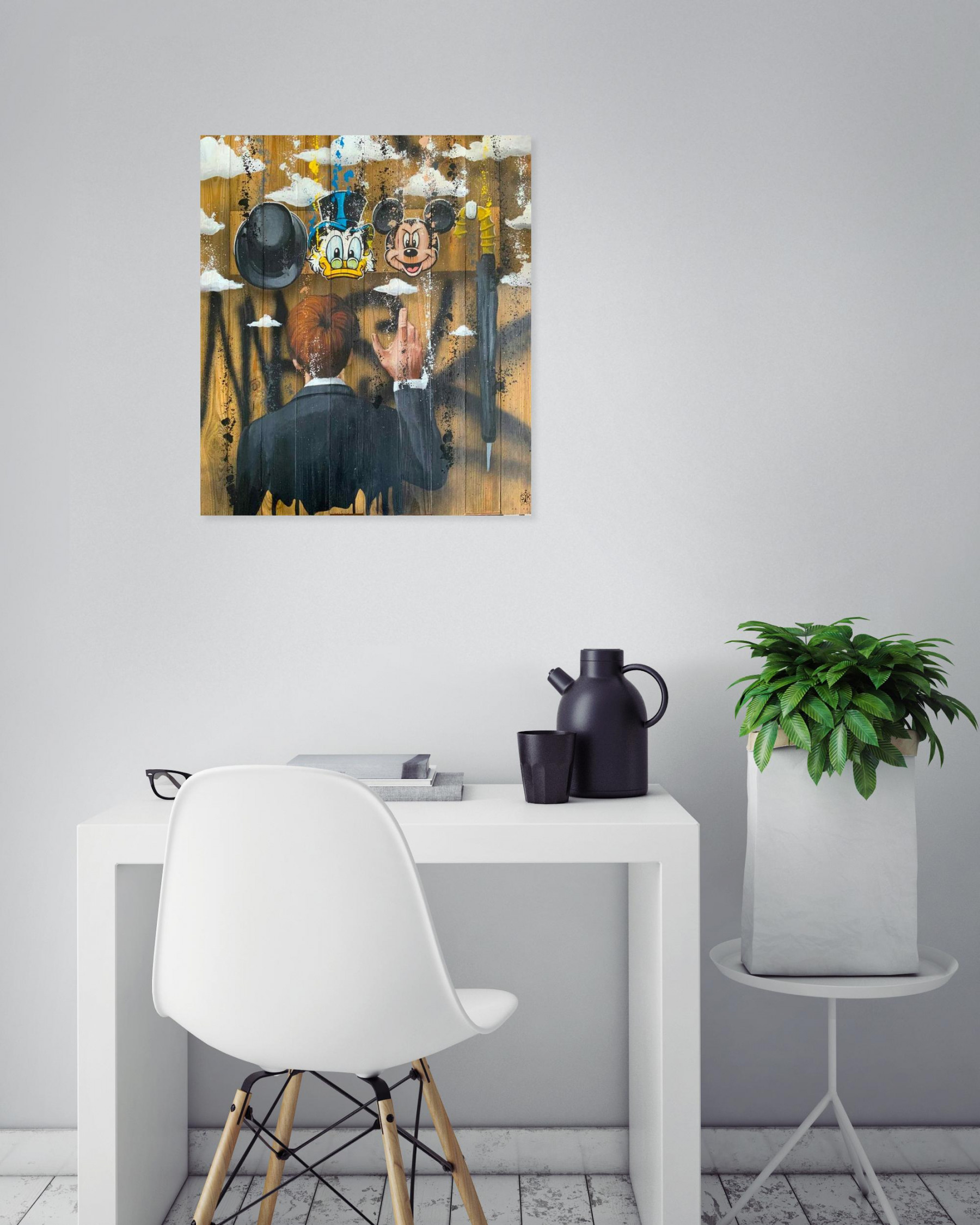 Skayzoo, Coat Hanger Magritte, painting - Artalistic online contemporary art buying and selling gallery