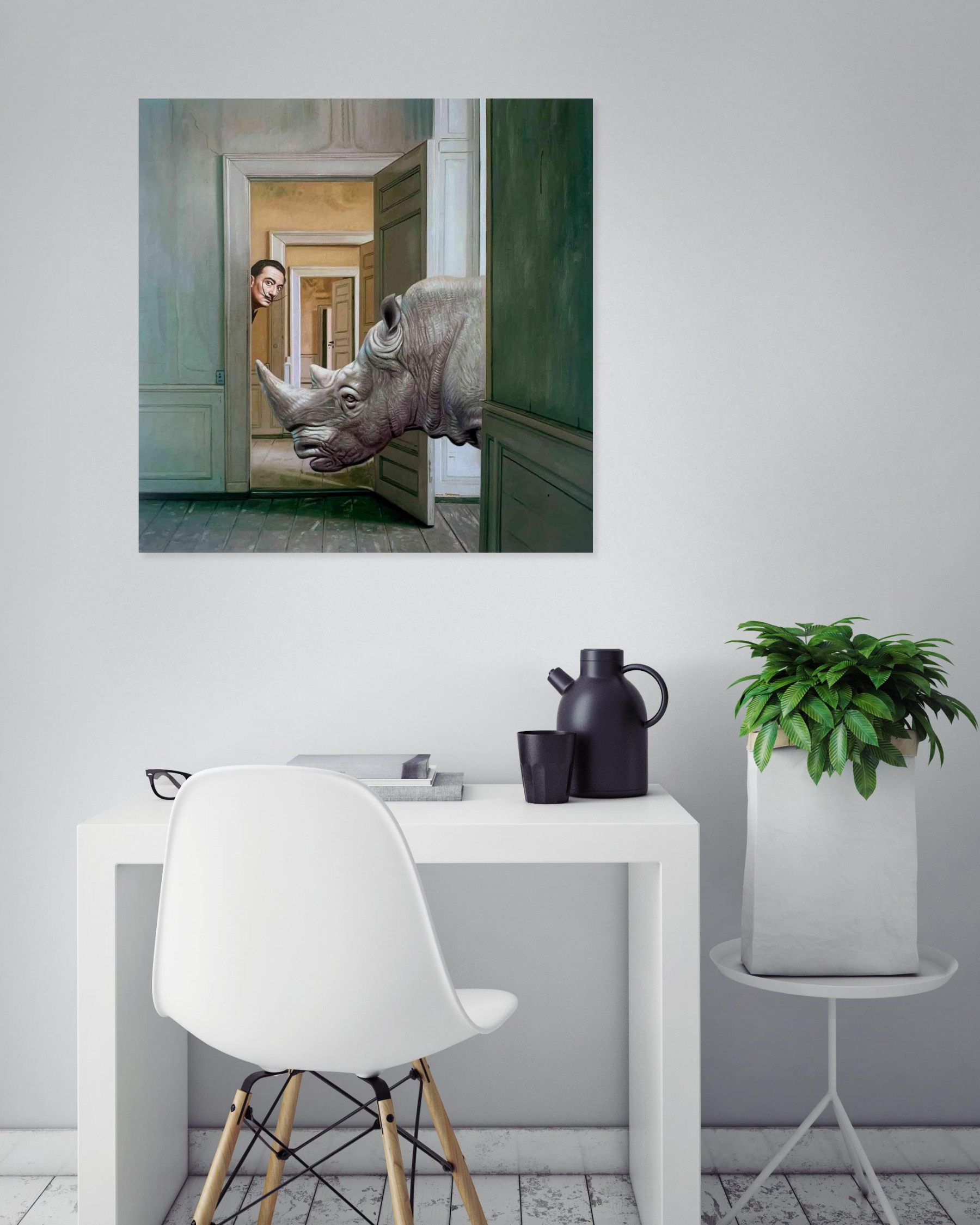 Mr Strange, Salvador et le Rhinocéros, painting - Artalistic online contemporary art buying and selling gallery