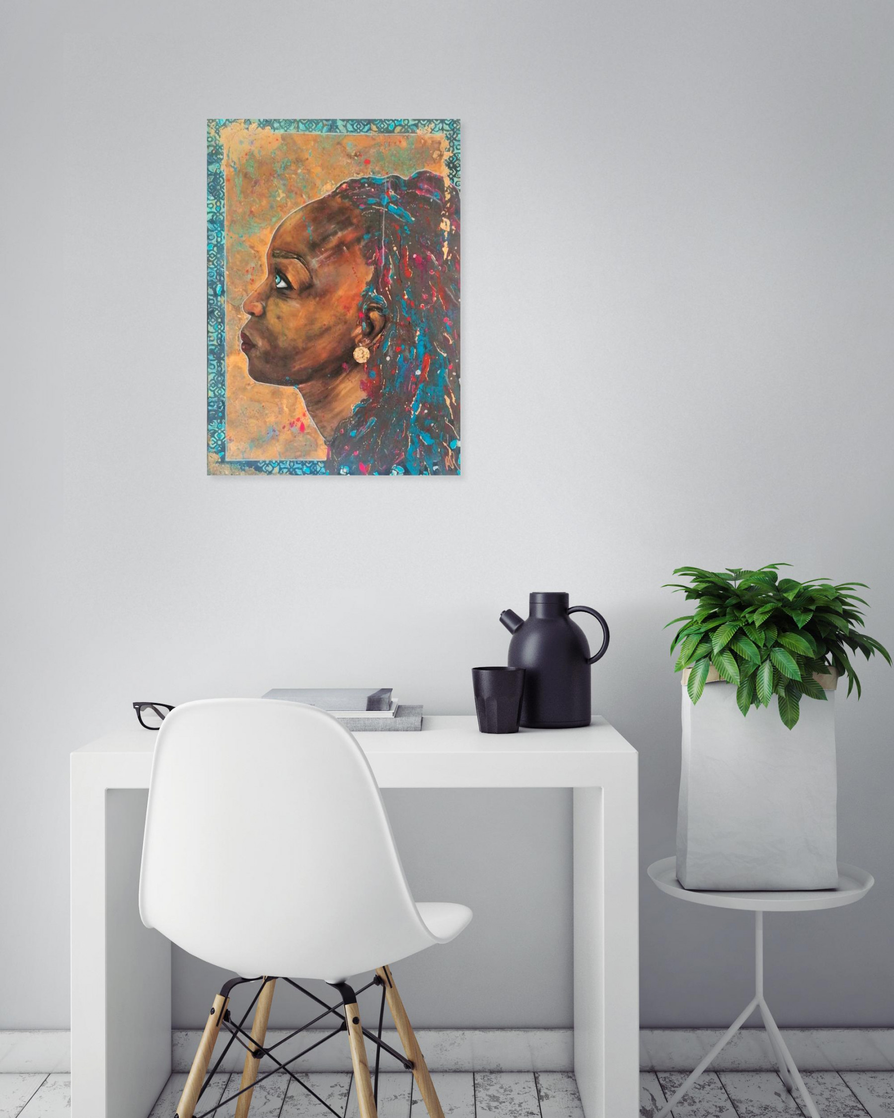 Anne Robin, Golden, black and blue, painting - Artalistic online contemporary art buying and selling gallery