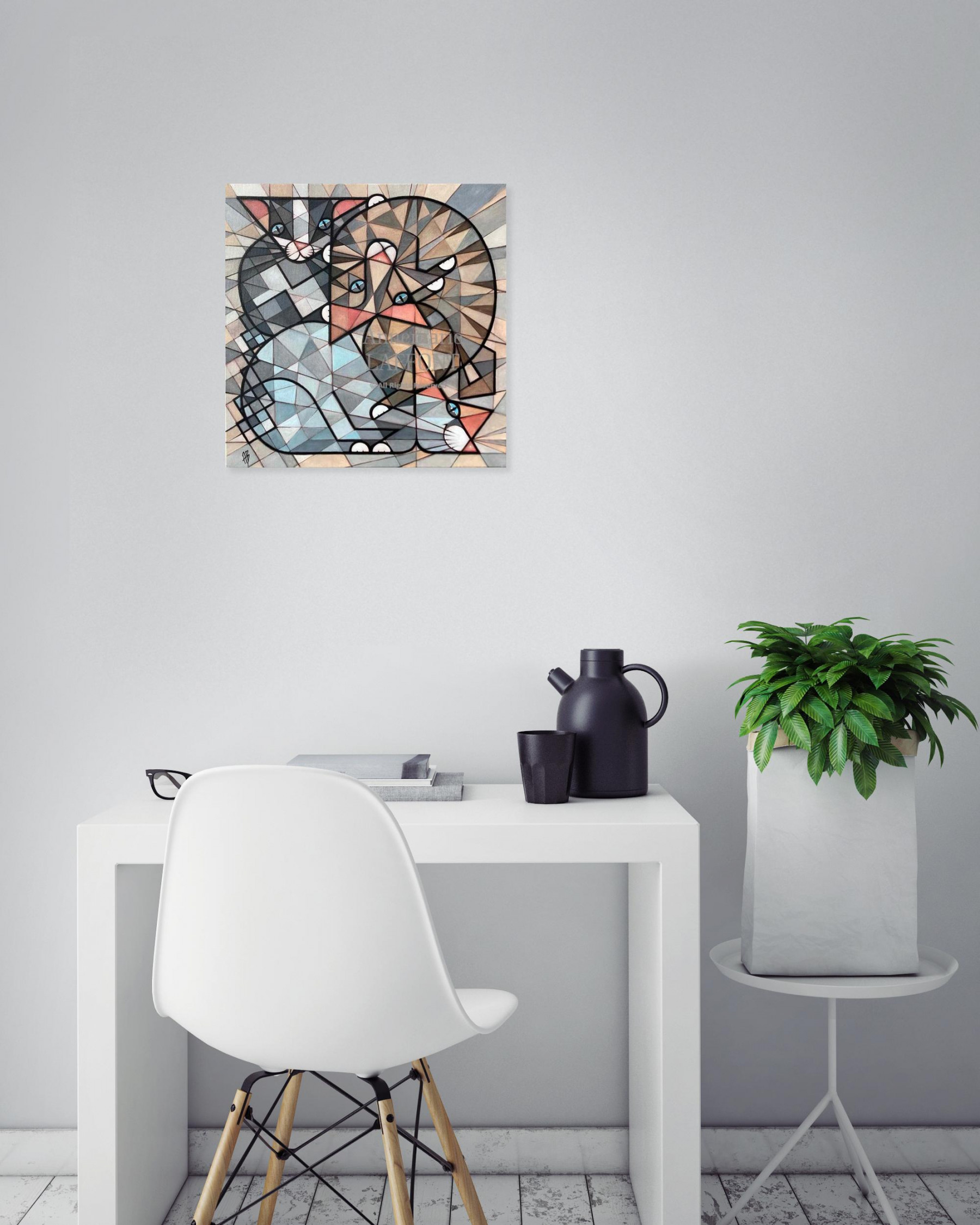 Annemarie Laffont, Geometriccats, painting - Artalistic online contemporary art buying and selling gallery