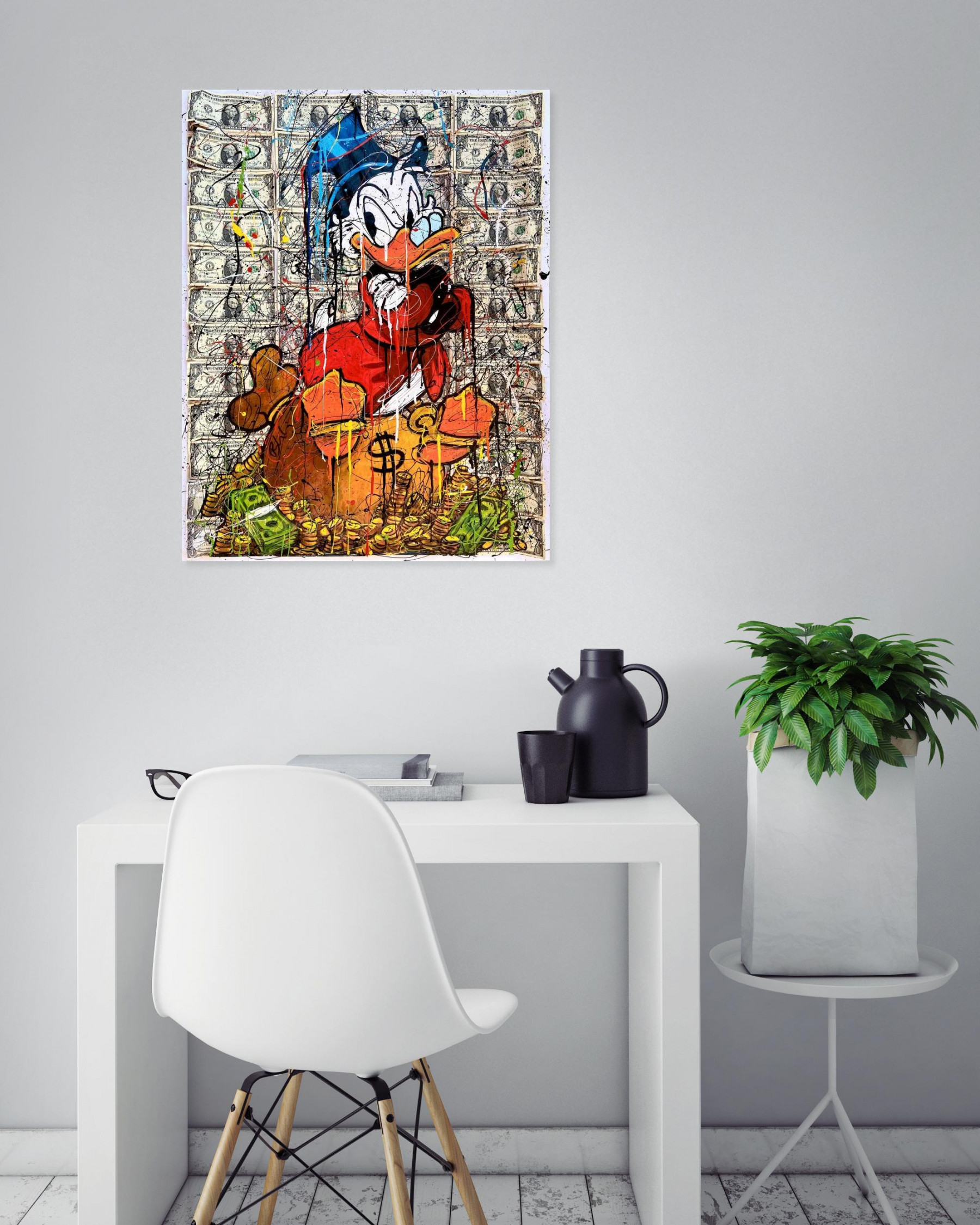 Pazblandina, Zio paperone dollars, painting - Artalistic online contemporary art buying and selling gallery