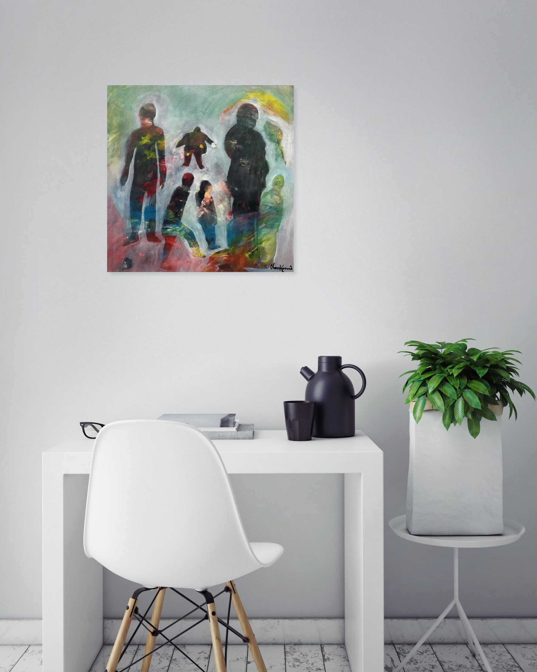 Fernand Nonkouni, Piliers humains, Painting - Artalistic online contemporary art buying and selling gallery