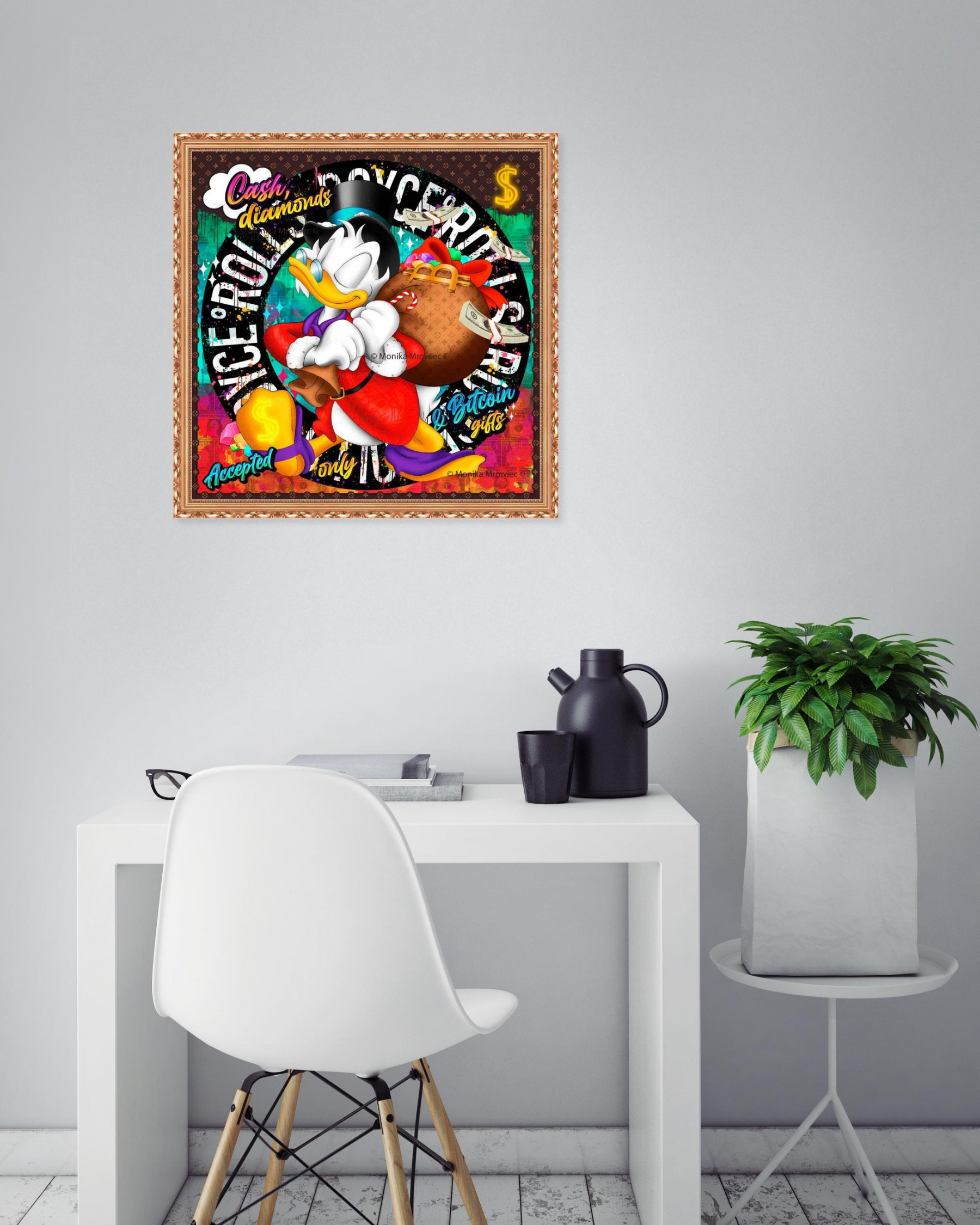 Monika Mrowiec, Cash, diamonds & Bitcoin, painting - Artalistic online contemporary art buying and selling gallery