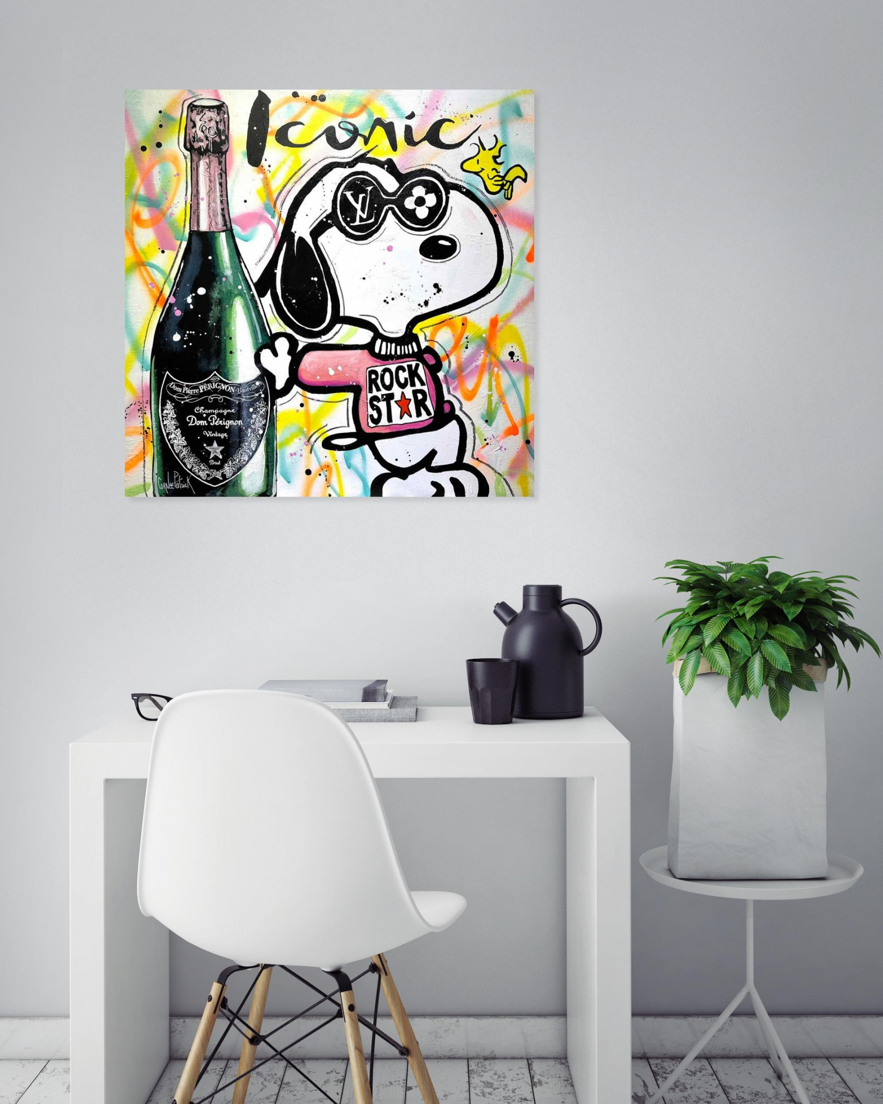 Patrick Cornée, Snoopy est une rock star, painting - Artalistic online contemporary art buying and selling gallery