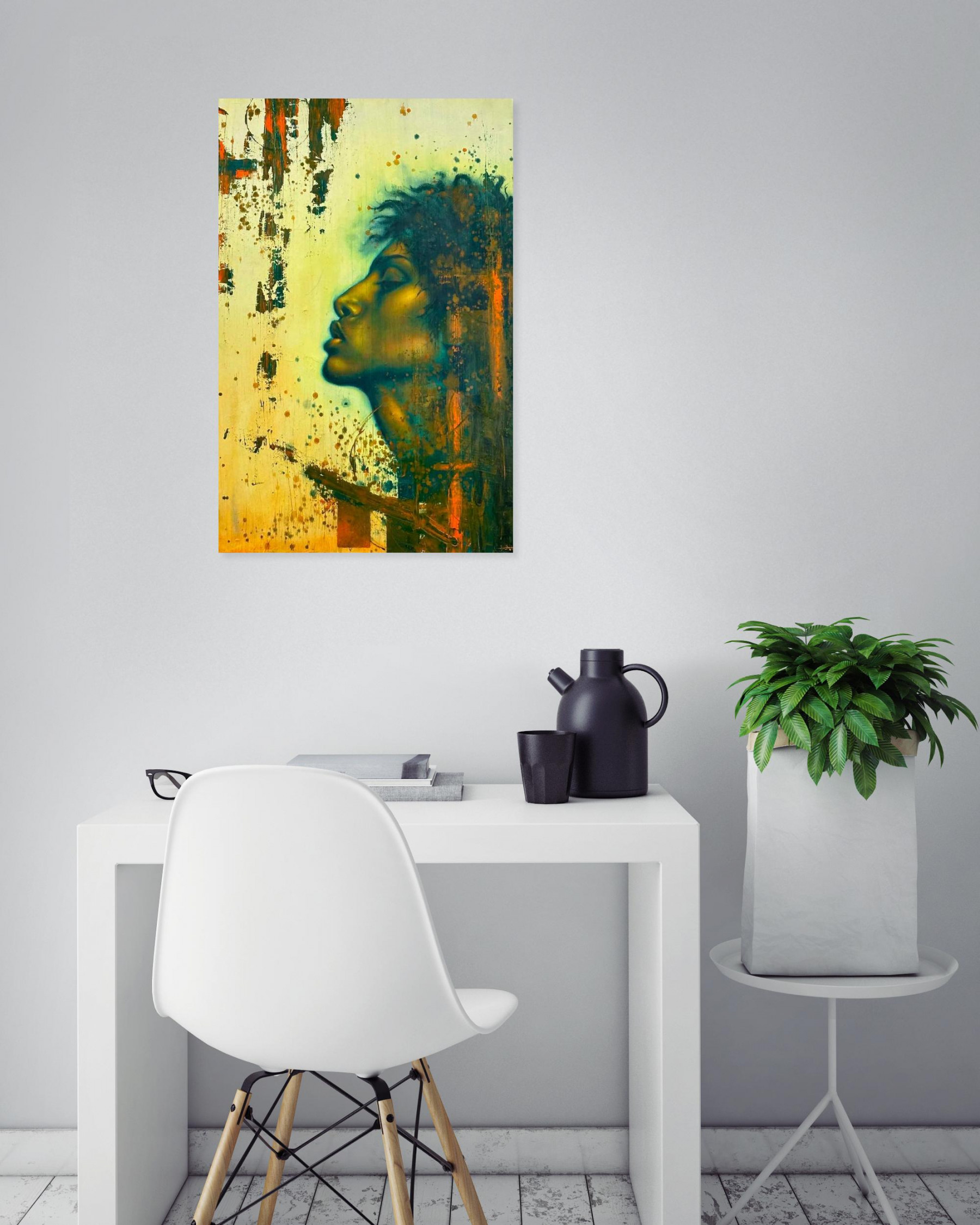 Tom Delort, la femme de profil, painting - Artalistic online contemporary art buying and selling gallery