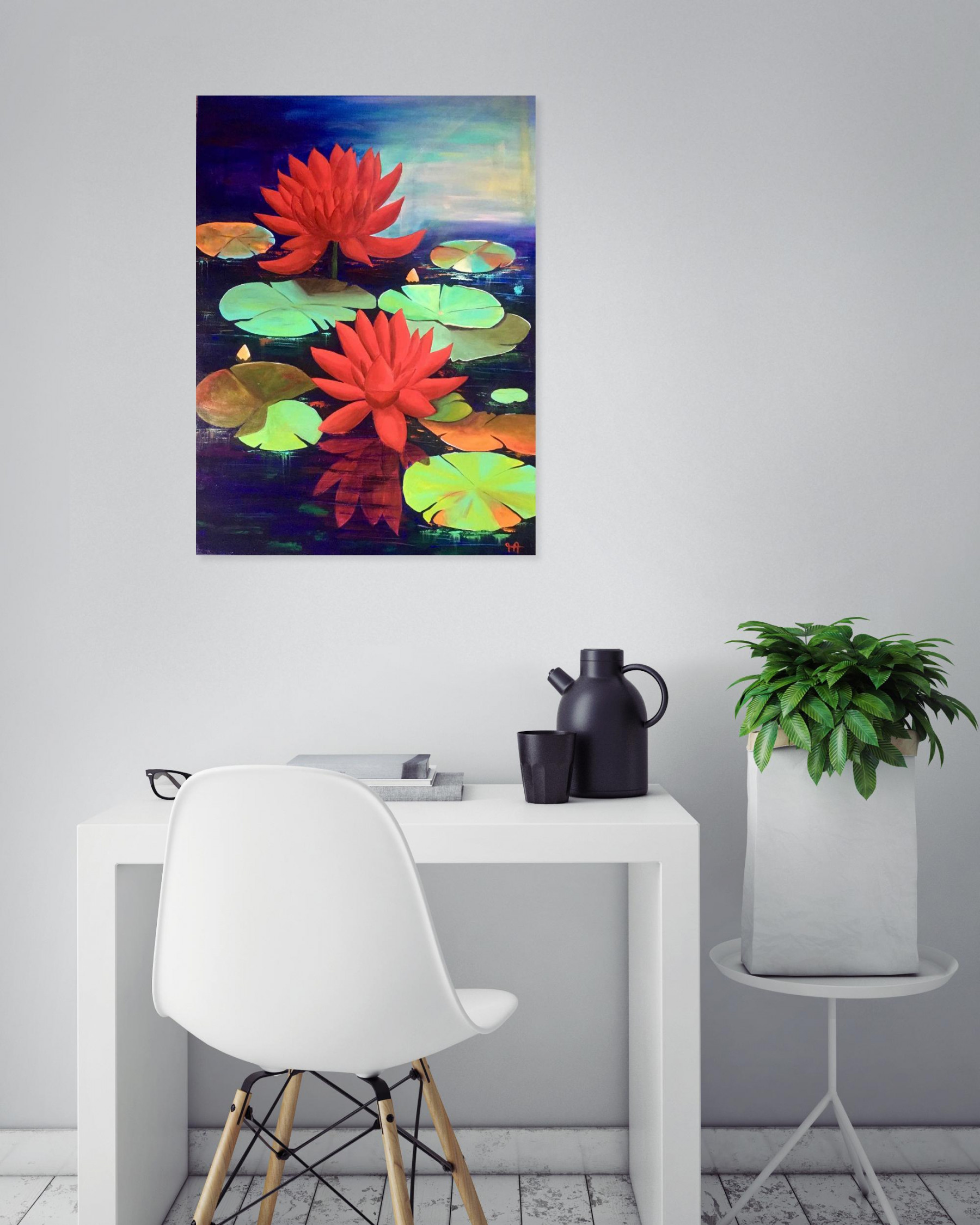 Françoise Augustine, Lotus, painting - Artalistic online contemporary art buying and selling gallery