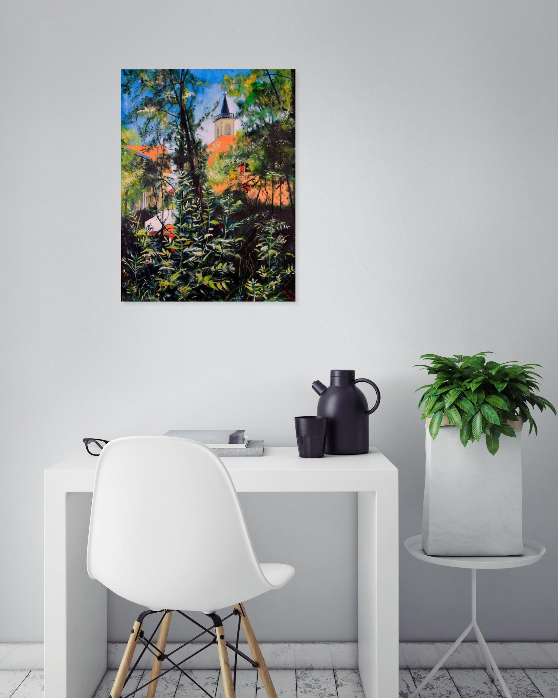 R.Cavalié, L'église de Ruffieux, painting - Artalistic online contemporary art buying and selling gallery