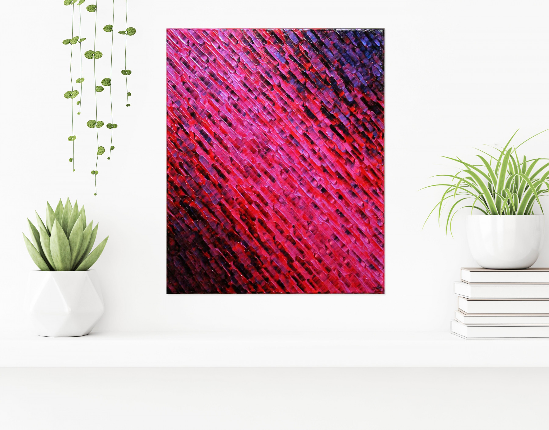 Jonathan Pradillon, Diagonale rose rouge, painting - Artalistic online contemporary art buying and selling gallery