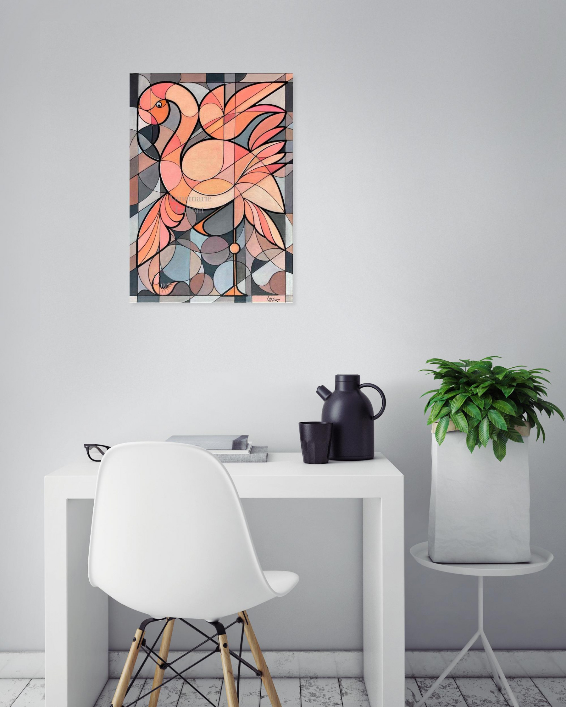 Annemarie Laffont, Flamingo, painting - Artalistic online contemporary art buying and selling gallery