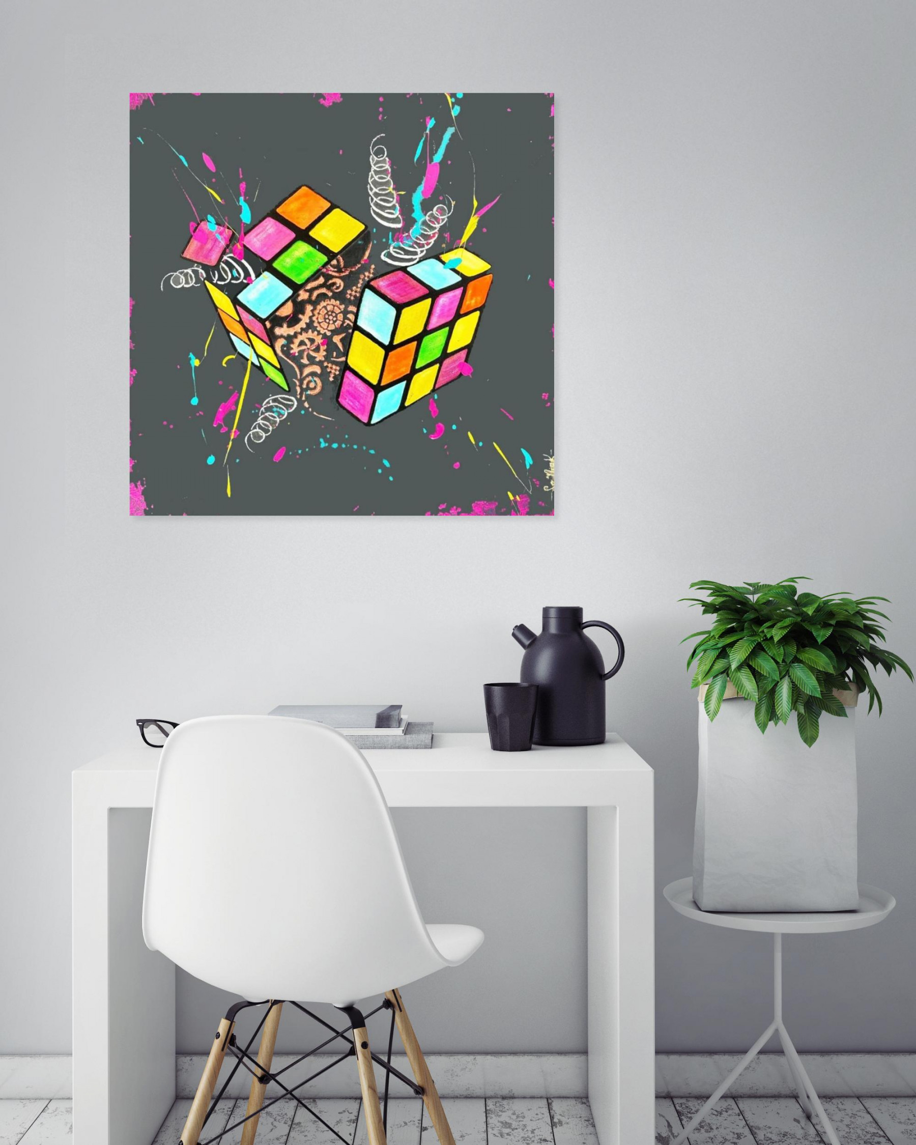 So'Niak, Rubik's cube, painting - Artalistic online contemporary art buying and selling gallery