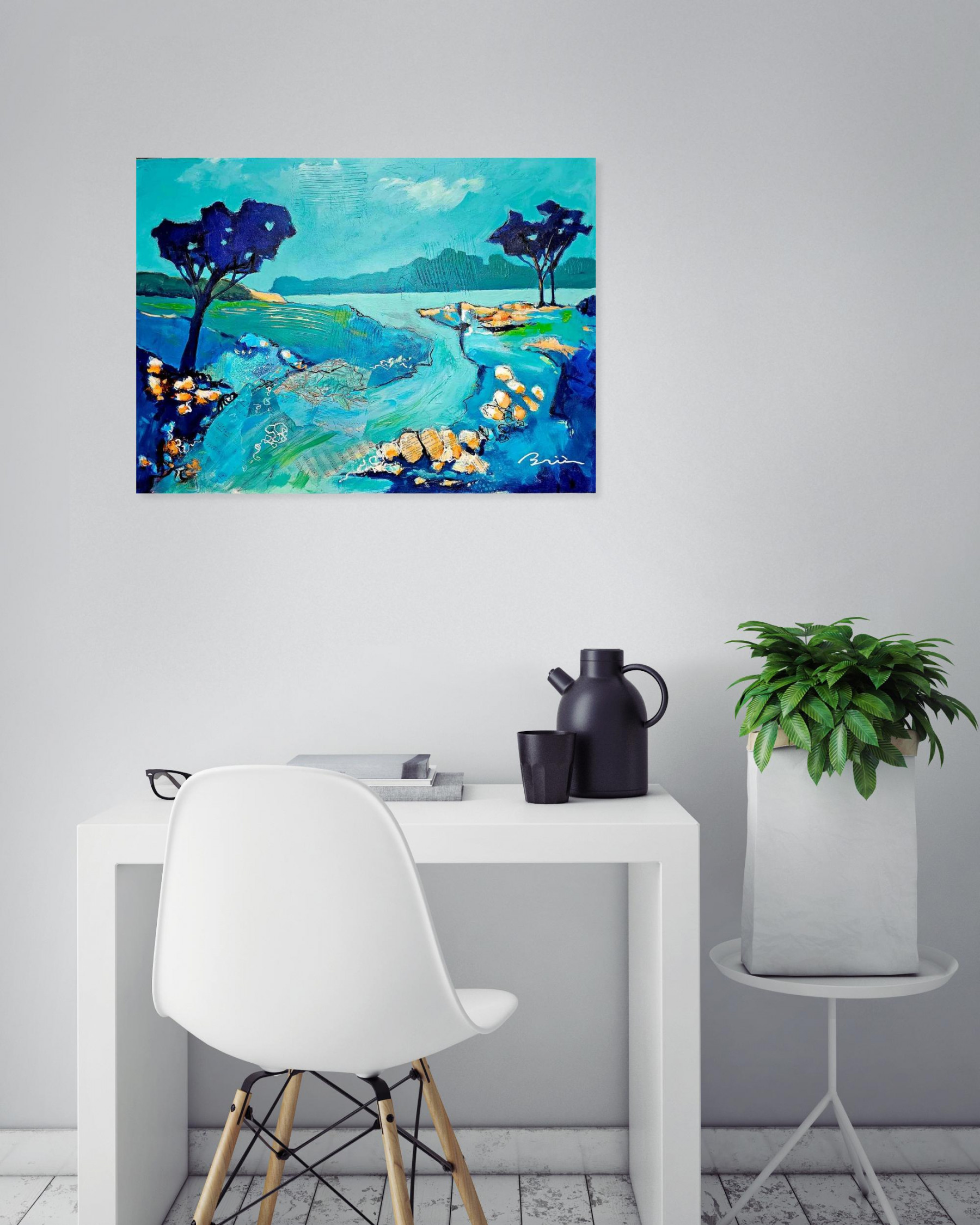 Patrick Brière, Et au milieu coule une rivière, painting - Artalistic online contemporary art buying and selling gallery