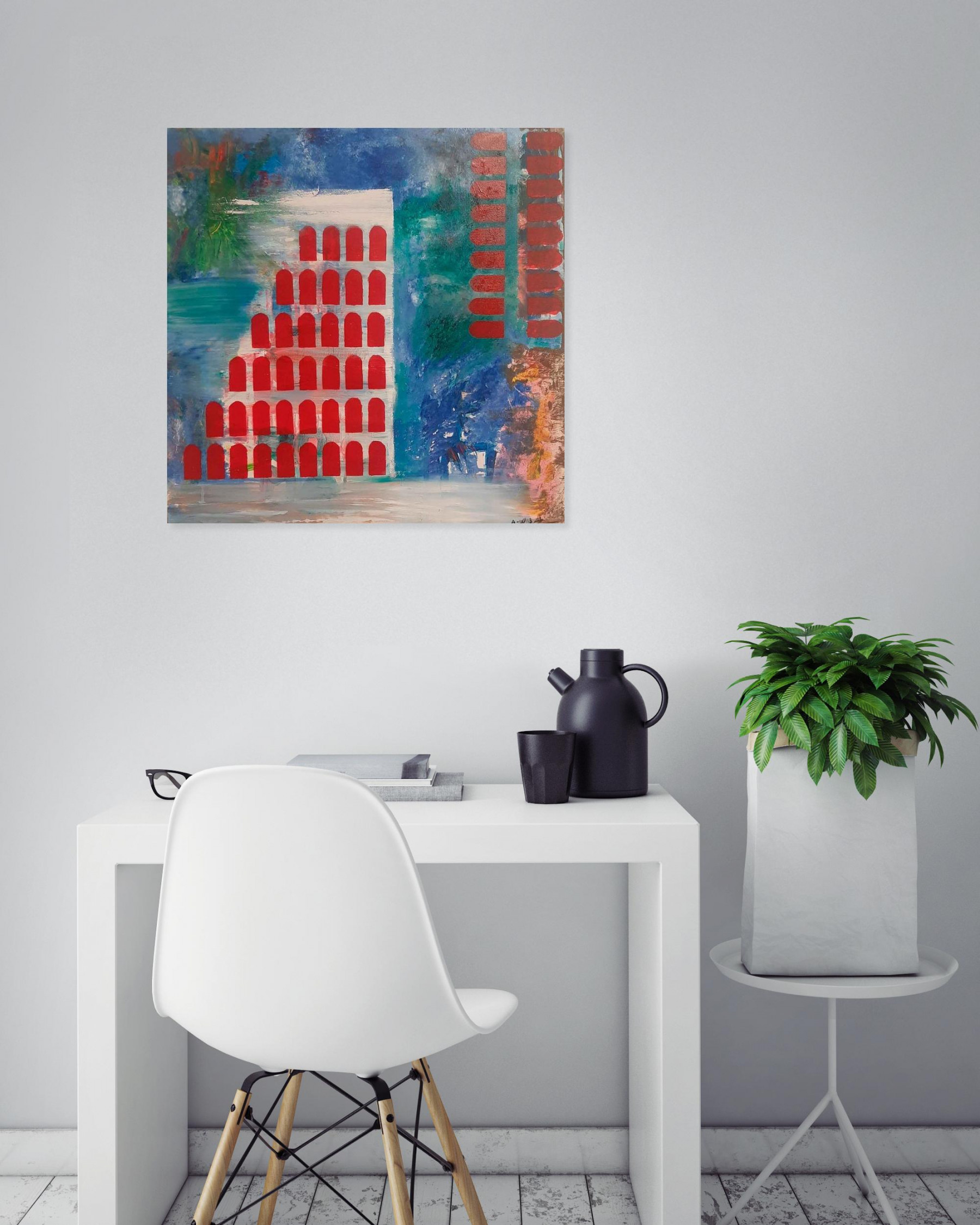 A-Wibaa, Colosseo quadrato, painting - Artalistic online contemporary art buying and selling gallery