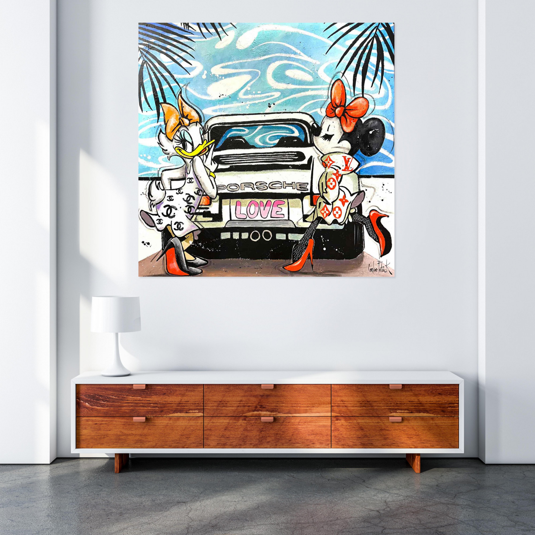 Patrick Cornée, Minnie Mouse and Daisy Duck, painting - Artalistic online contemporary art buying and selling gallery