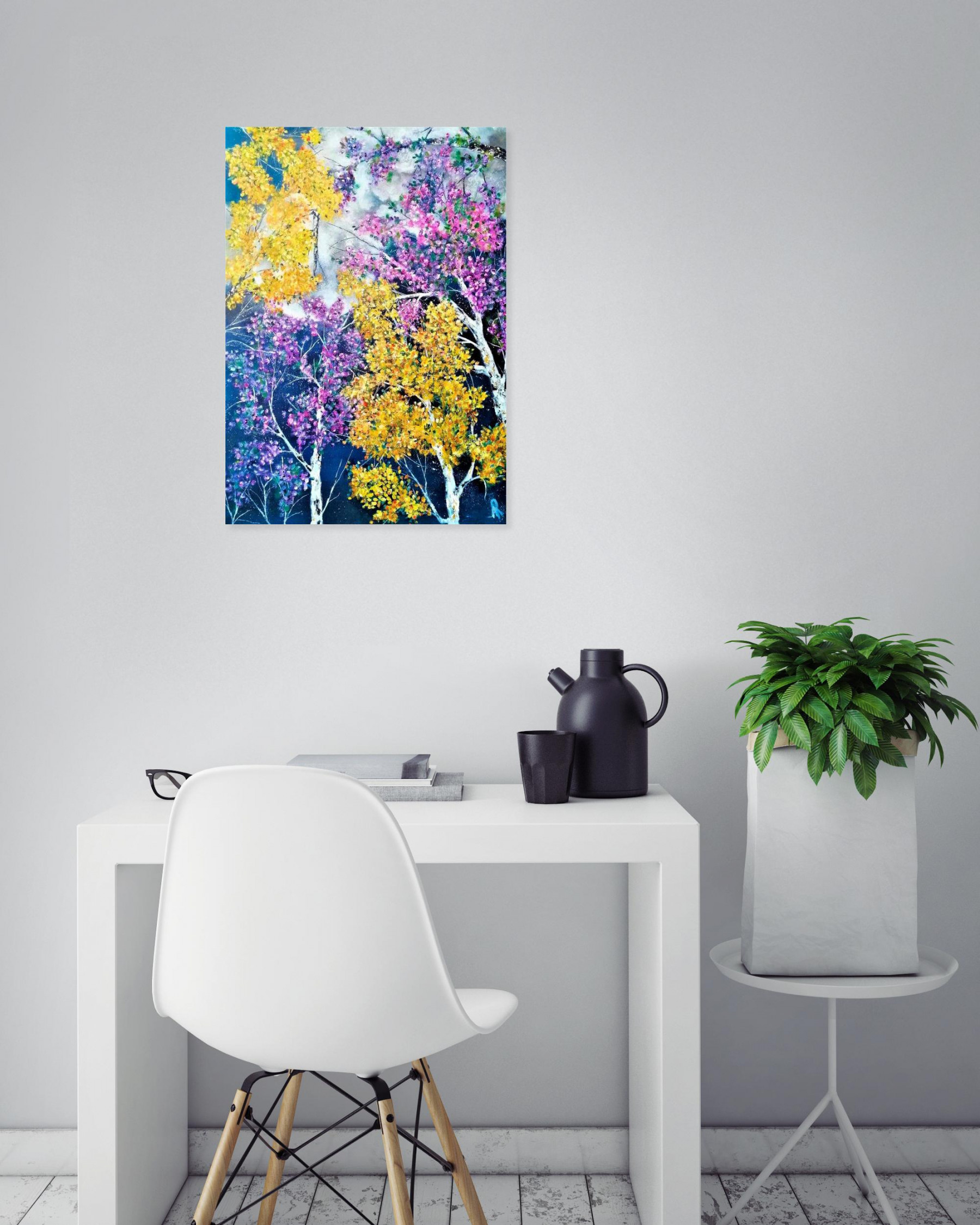 Anne Robin, lune fleurie, painting - Artalistic online contemporary art buying and selling gallery