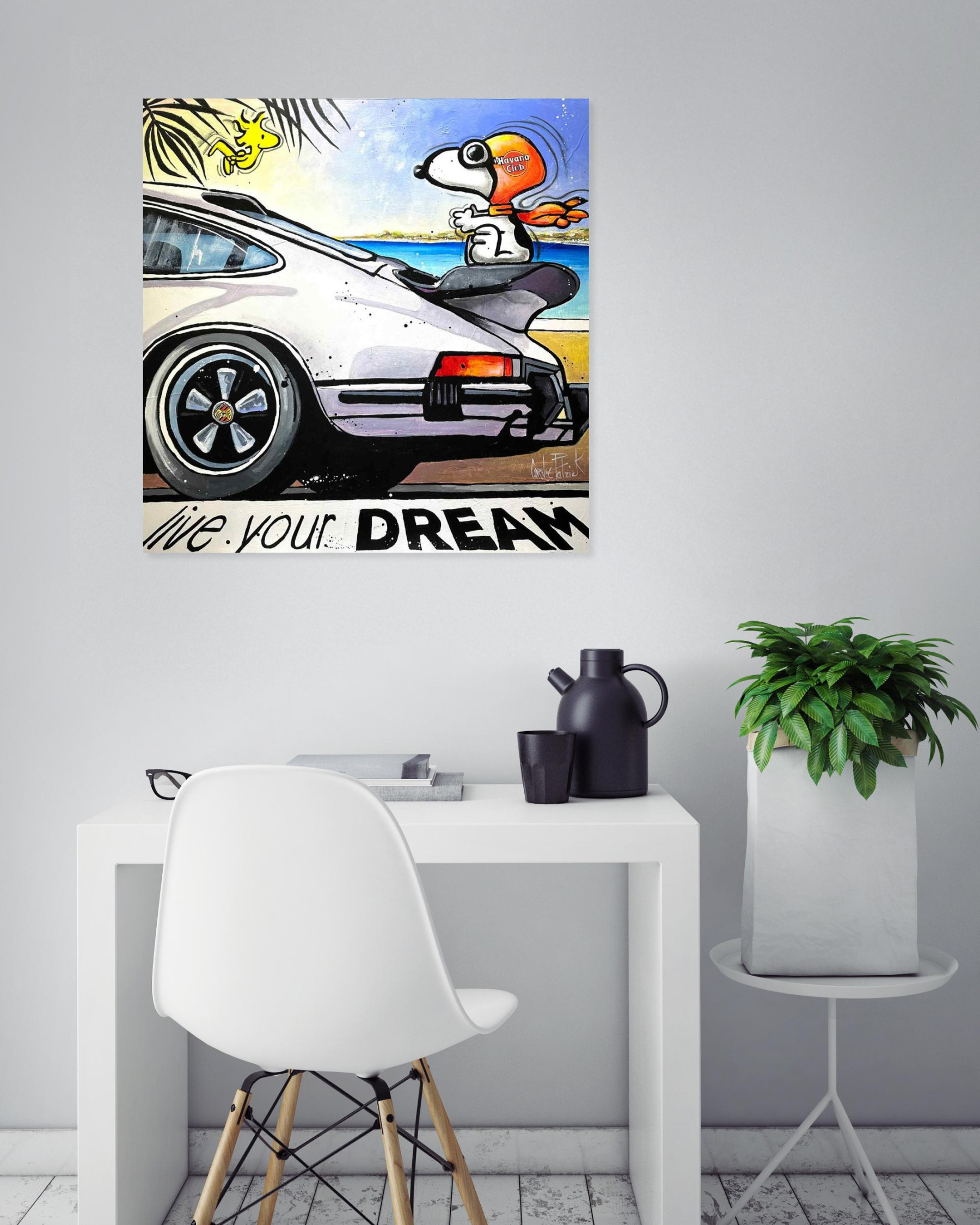 Patrick Cornée, Snoopy vit son rêve, painting - Artalistic online contemporary art buying and selling gallery