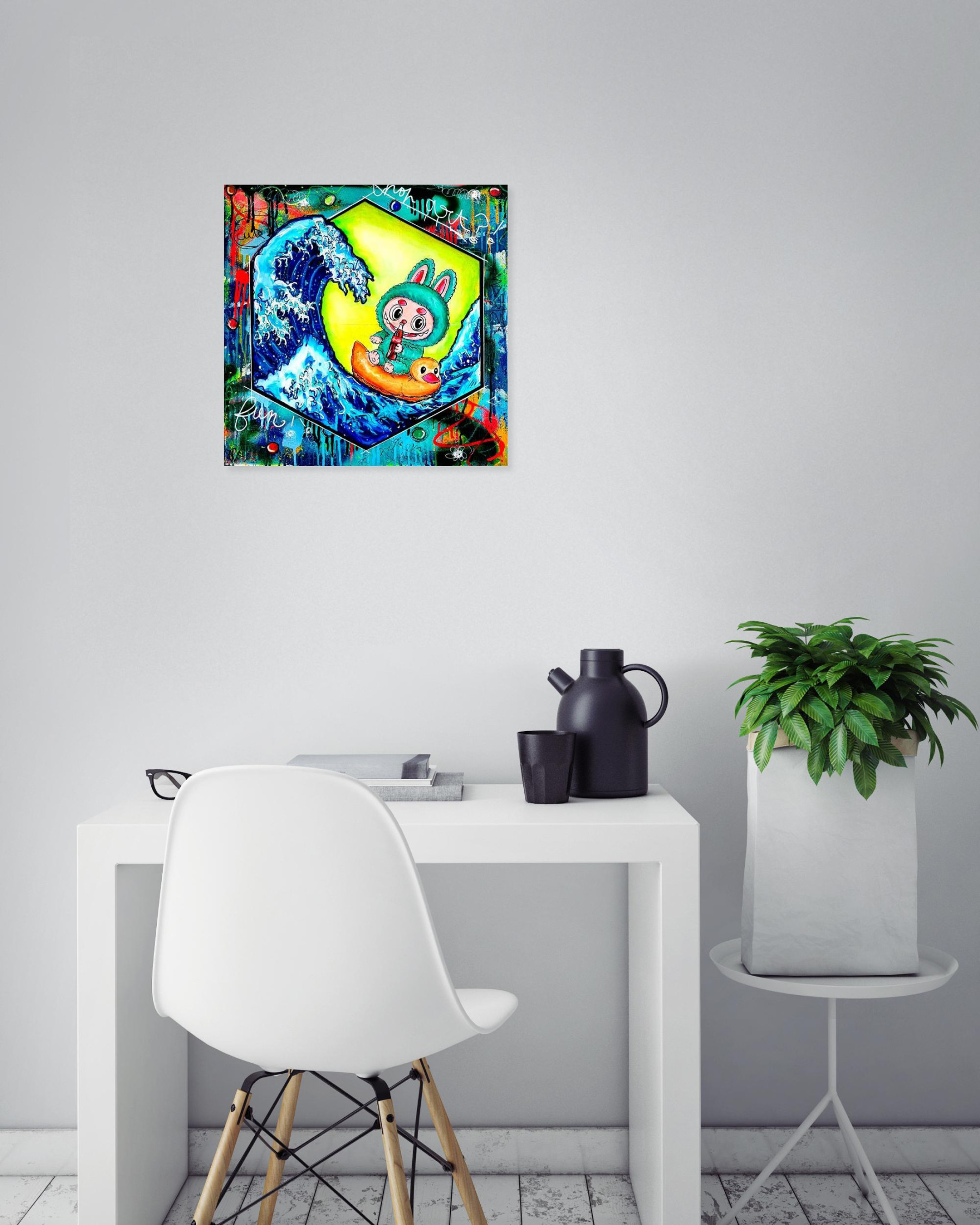 PVettese, Labubu X Kanagawa Coca, painting - Artalistic online contemporary art buying and selling gallery