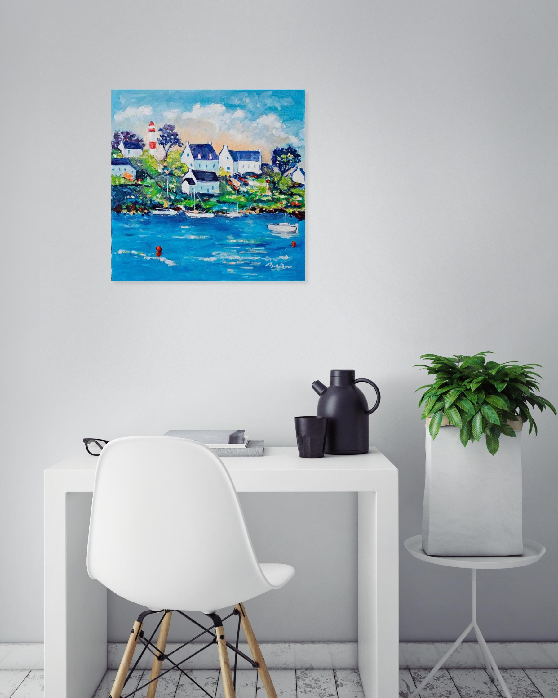 Patrick Brière, Le phare rouge de Doëlan, painting - Artalistic online contemporary art buying and selling gallery
