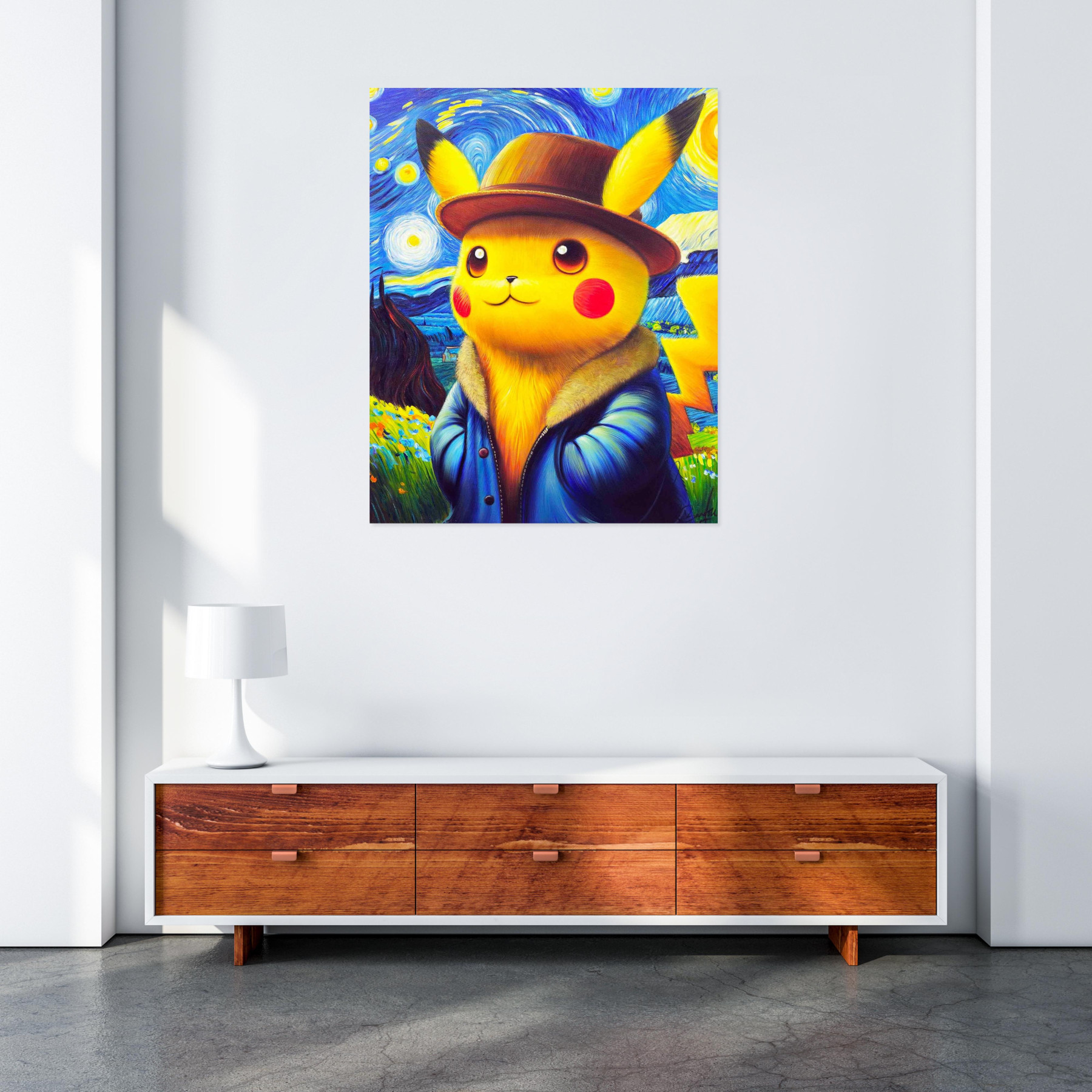 Vincent Bardou, Pikachu Van Gogh, painting - Artalistic online contemporary art buying and selling gallery