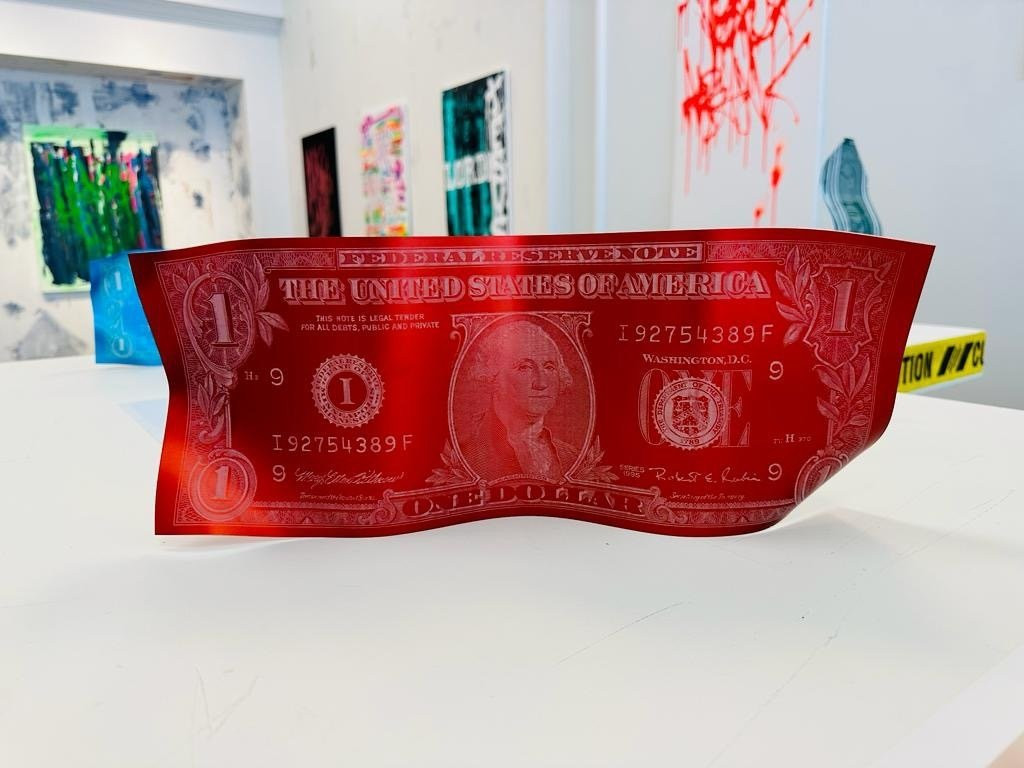 Karl Lagasse, One dollar red mat, sculpture - Artalistic online contemporary art buying and selling gallery